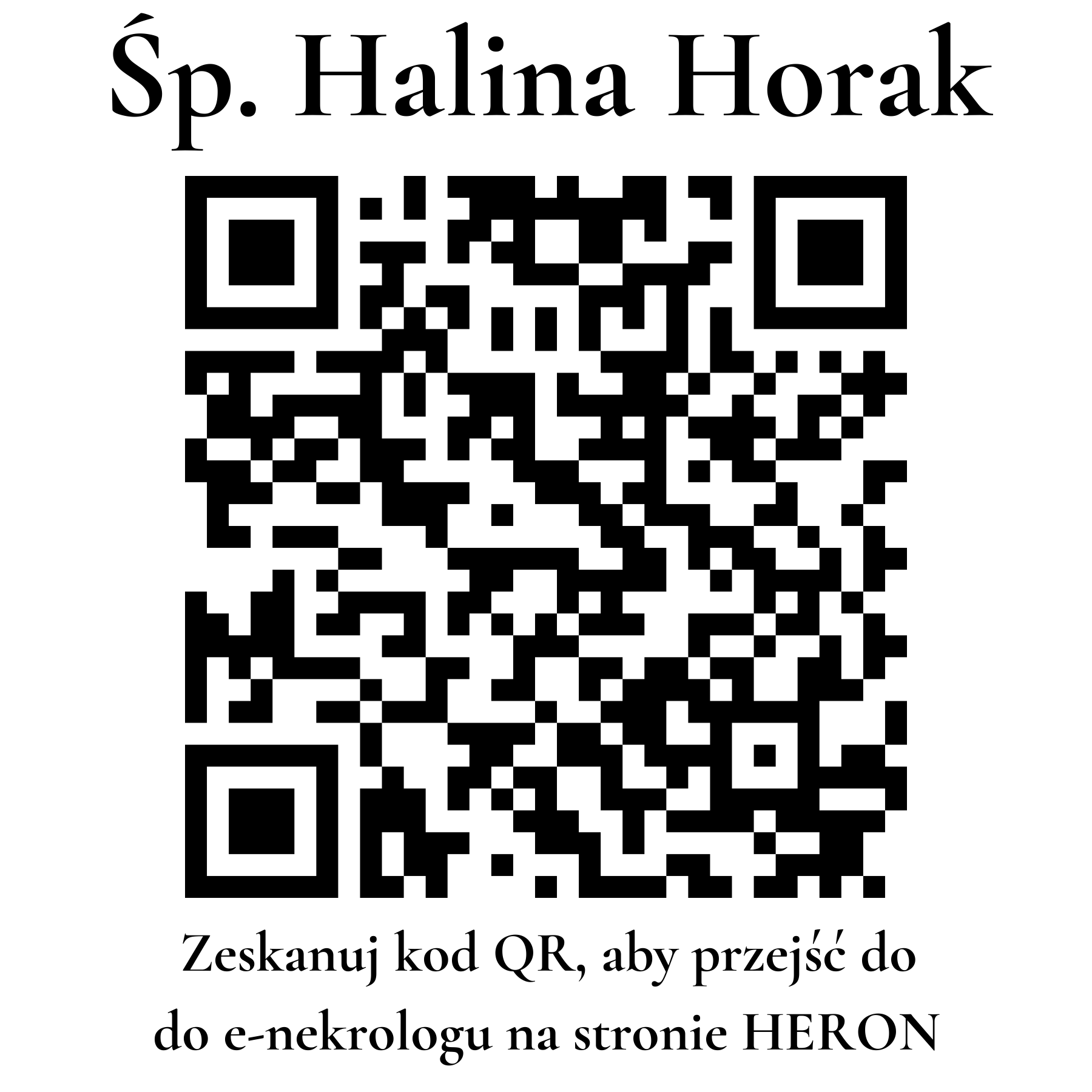Kod QR do nekrologu Halina Horak Kod QR do nekrologu Halina Horak