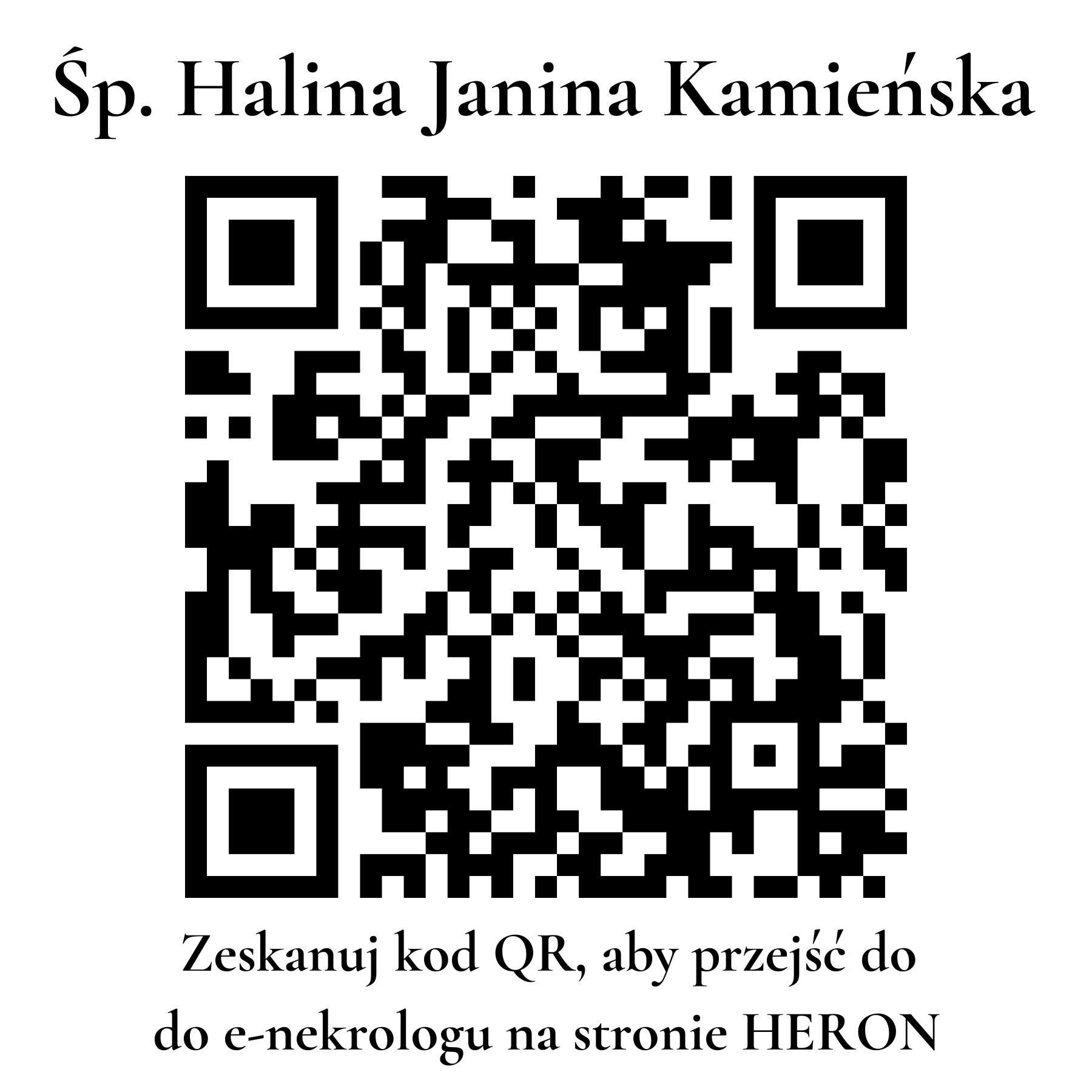 Kod QR do nekrologu Halina Janina Kamieńska