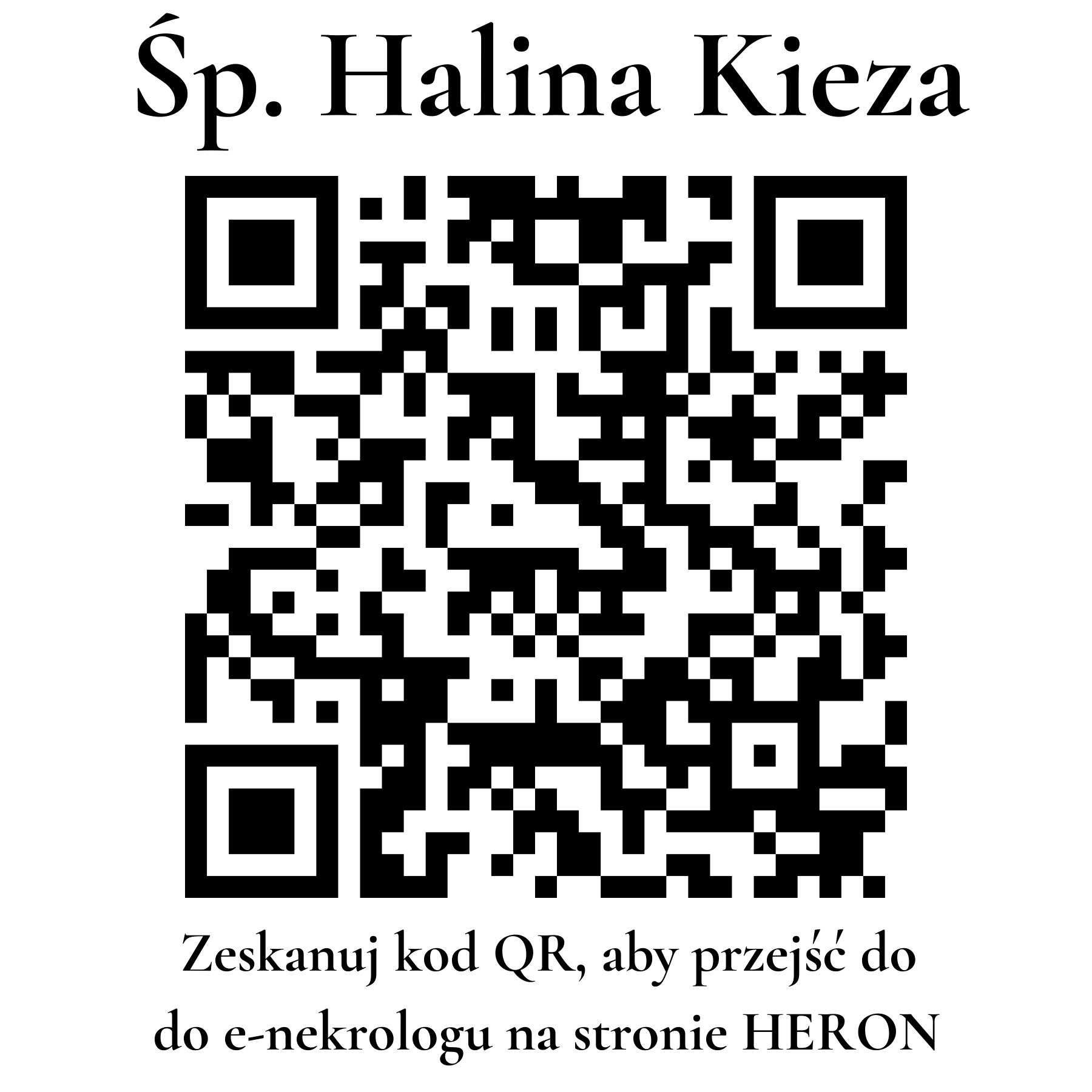 Kod QR do nekrologu Halina Kieza