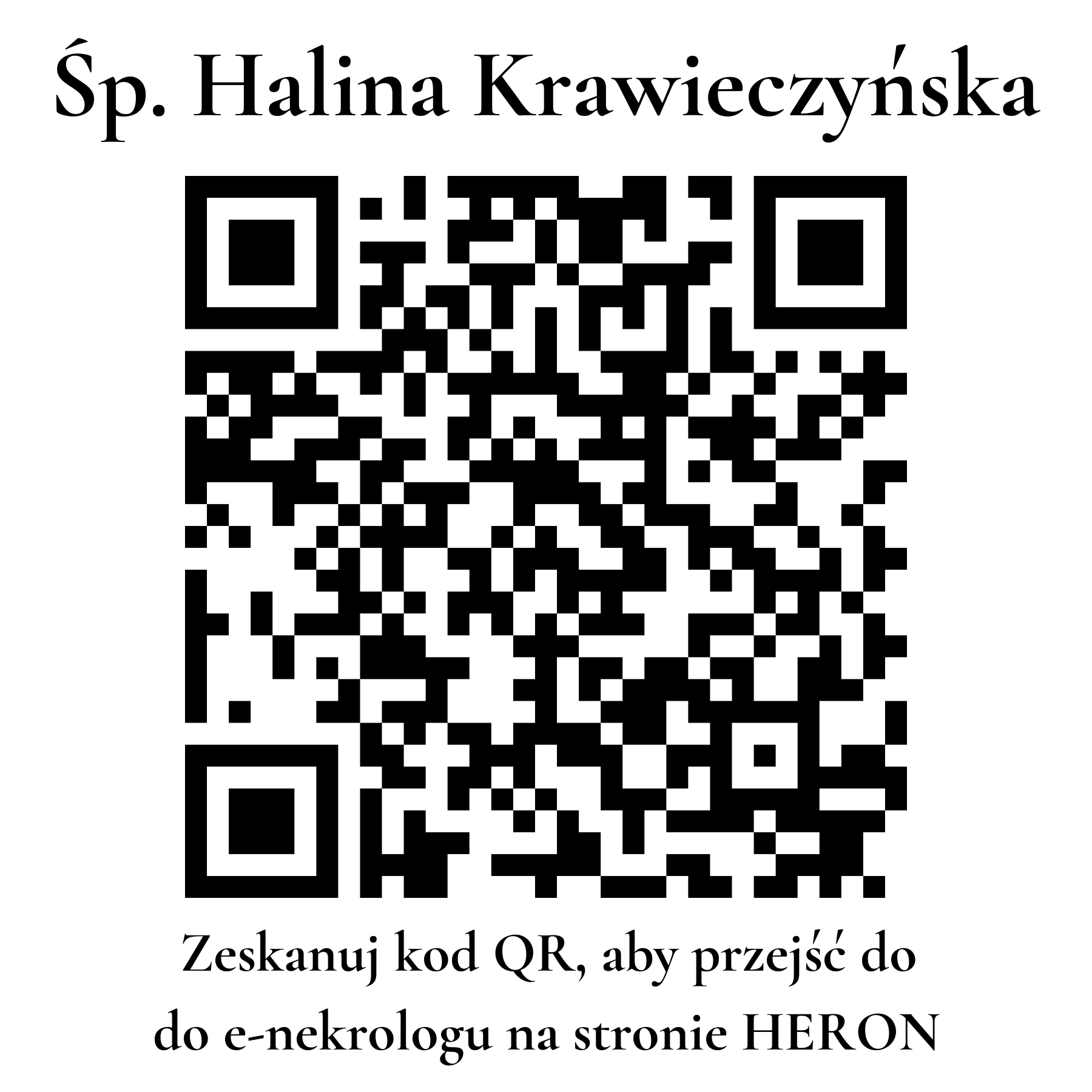 Kod QR do nekrologu Halina Krawieczyńska Kod QR do nekrologu Halina Krawieczyńska