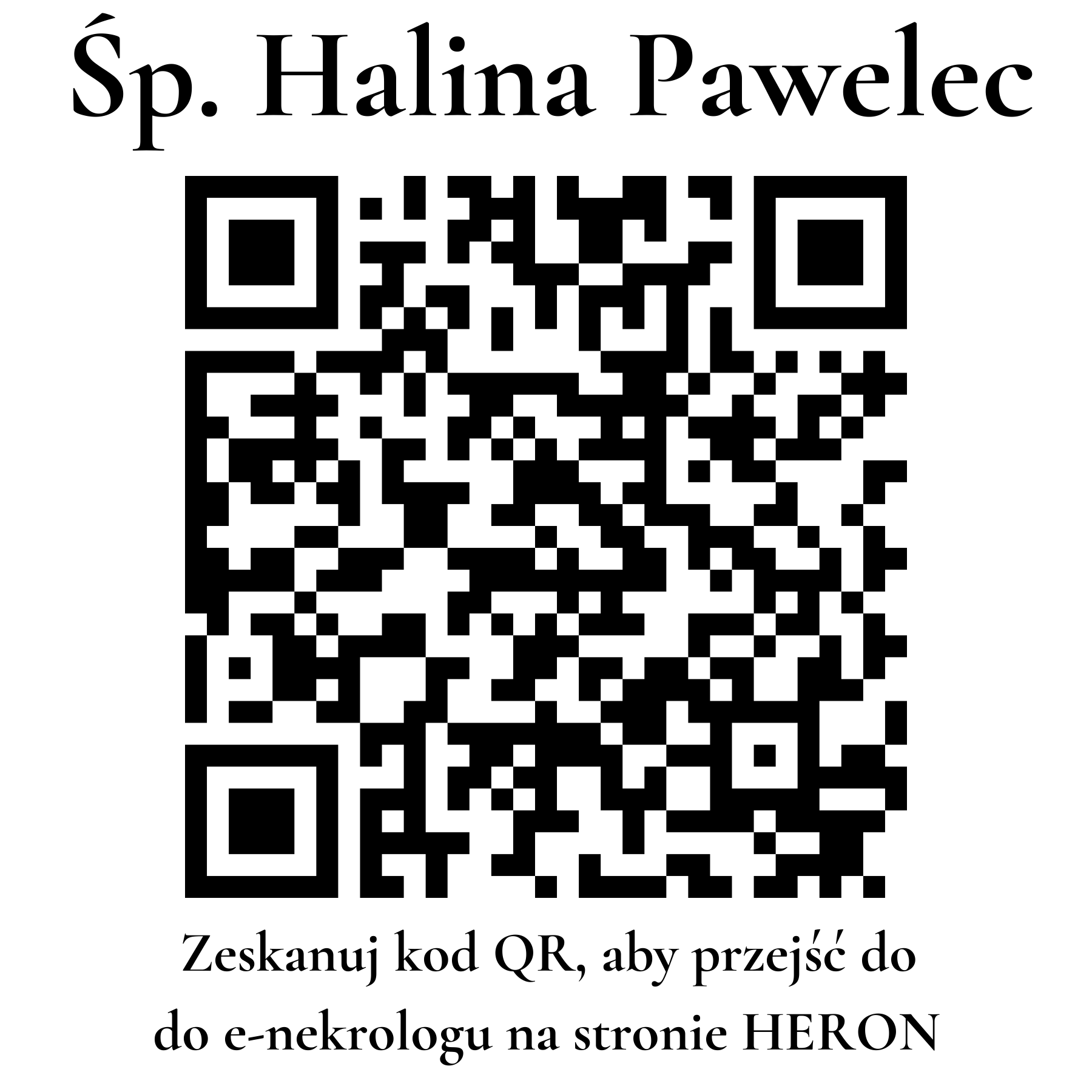 Kod QR do nekrologu Halina Pawelec Kod QR do nekrologu Halina Pawelec