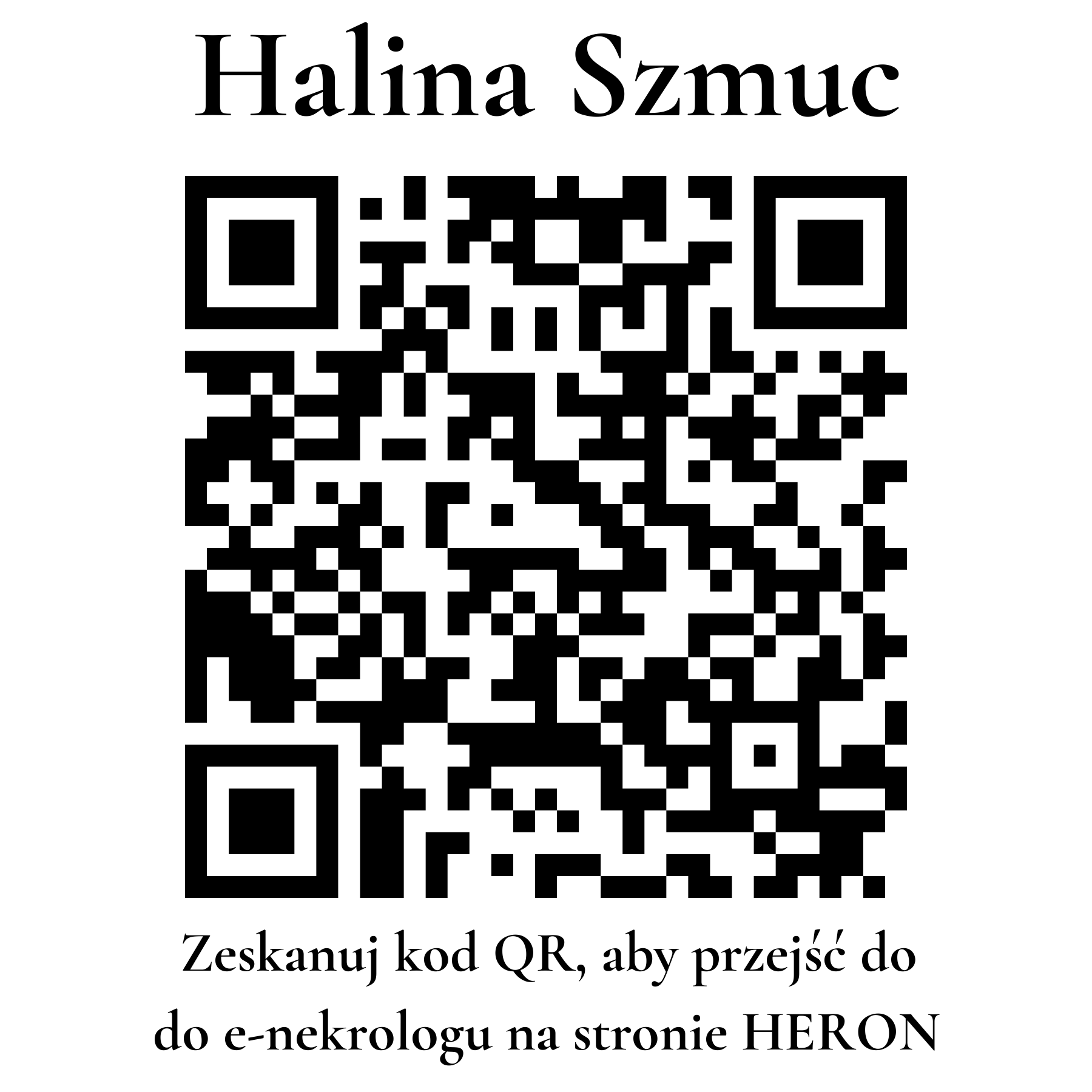Kod QR do nekrologu Halina Szmuc Kod QR do nekrologu Halina Szmuc