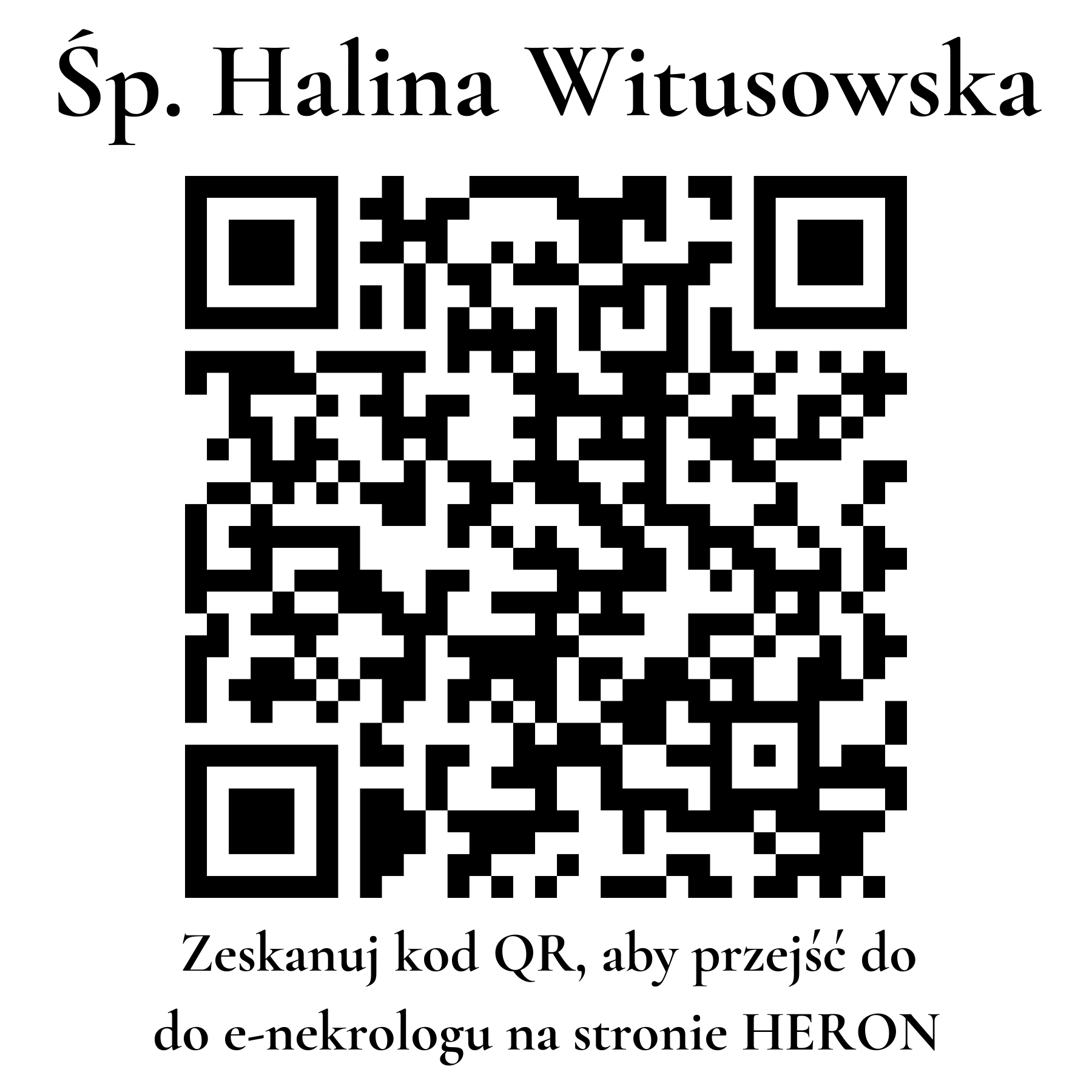 Kod QR do nekrologu Halina Witusowska Kod QR do nekrologu Halina Witusowska