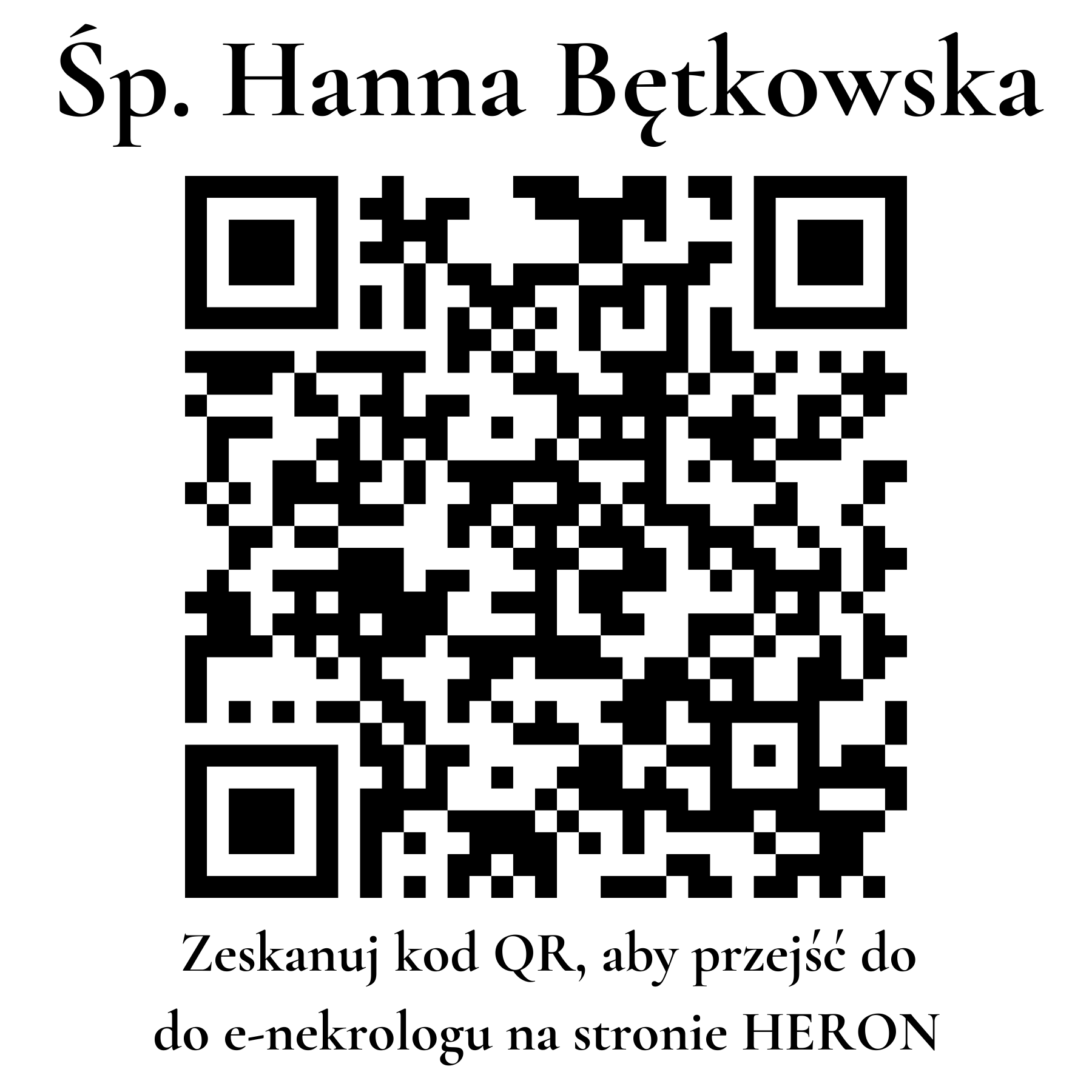 Kod QR do nekrologu Hanna Bętkowska Kod QR do nekrologu Hanna Bętkowska