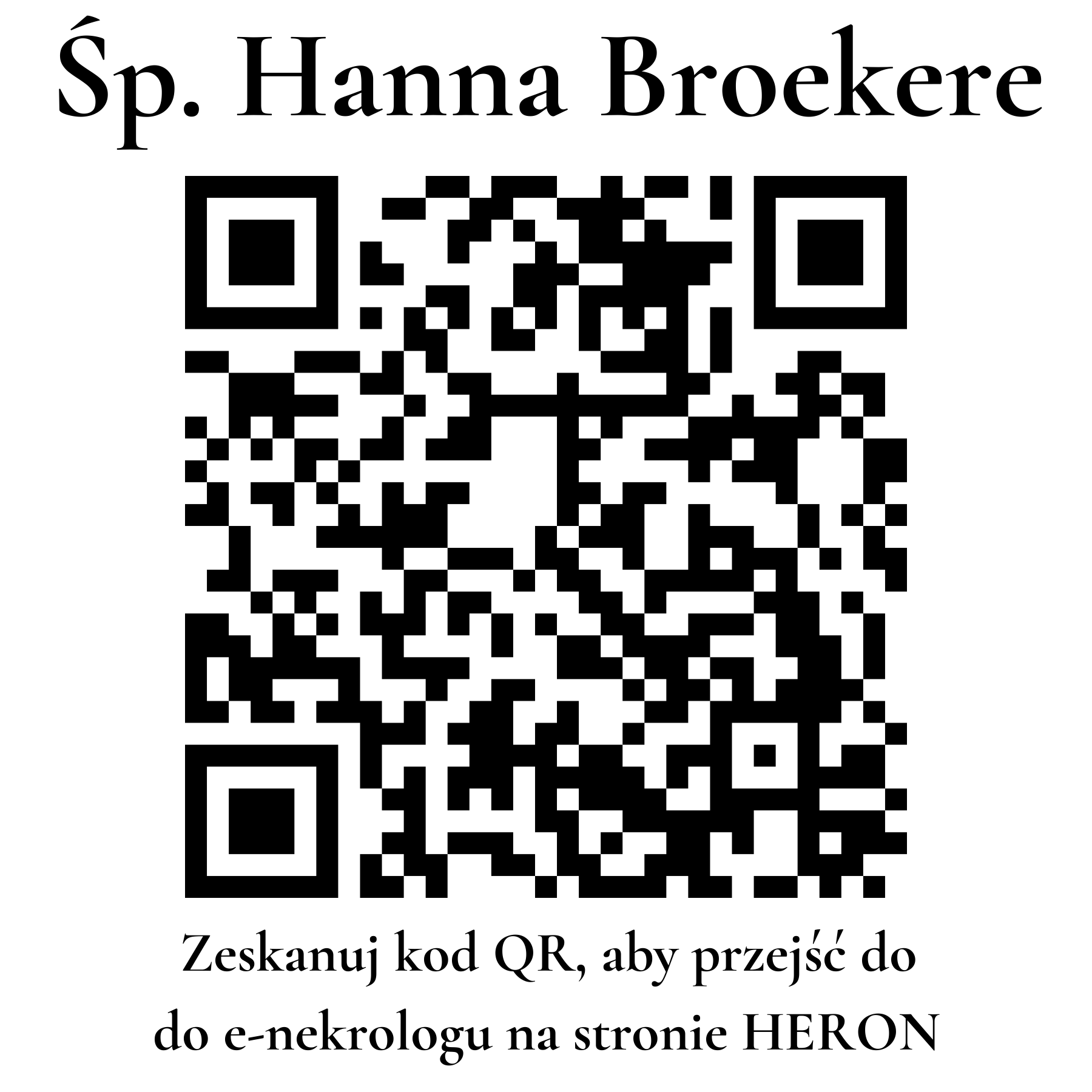 Kod QR do nekrologu Hanna Broekere Kod QR do nekrologu Hanna Broekere