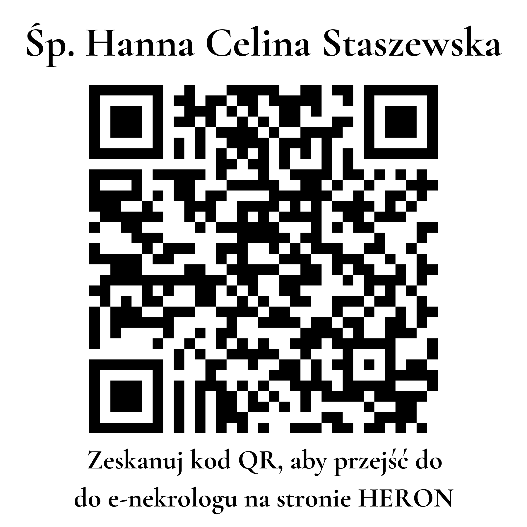 Kod QR do nekrologu Hanna Celina Staszewska