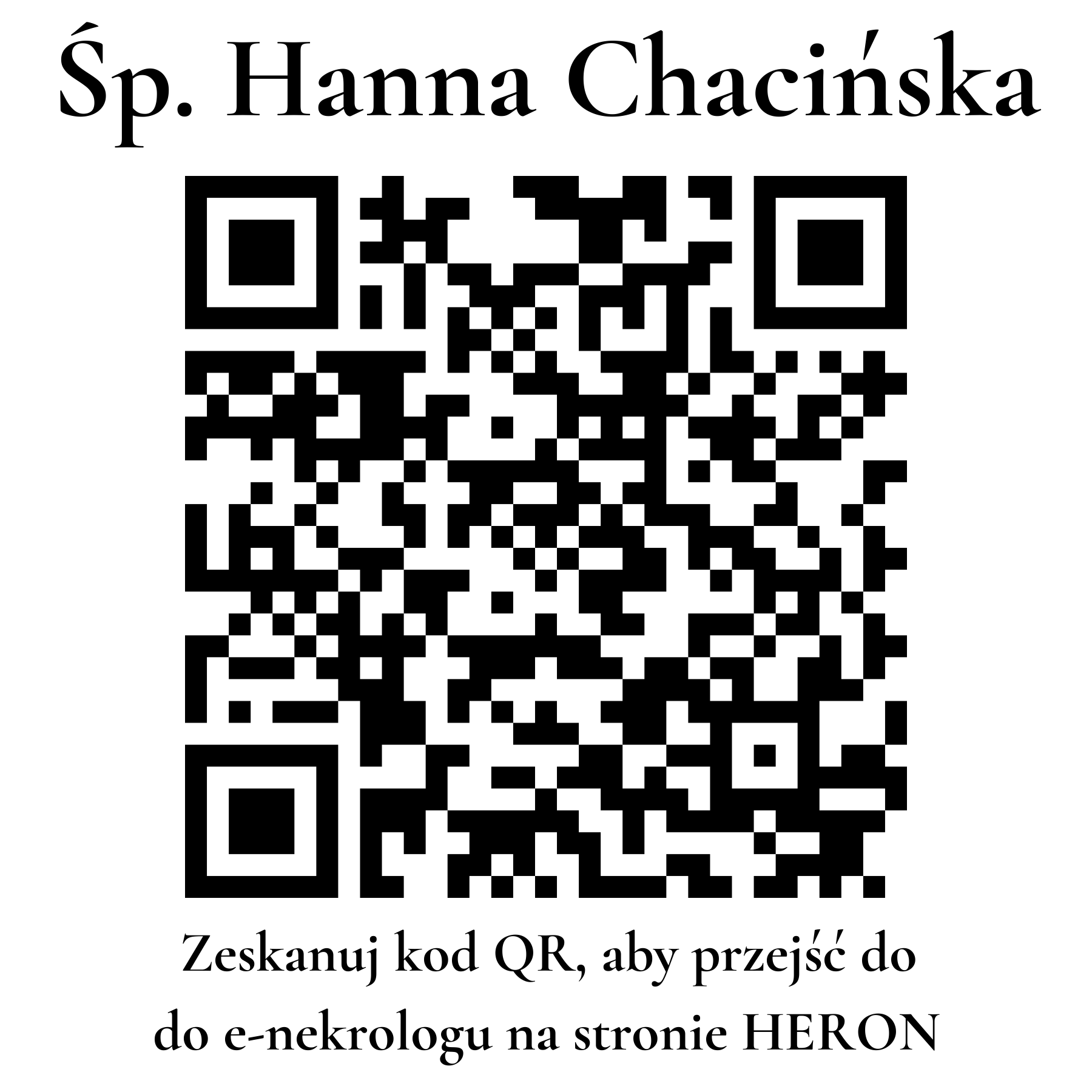 Kod QR do nekrologu Hanna Chacińska Kod QR do nekrologu Hanna Chacińska