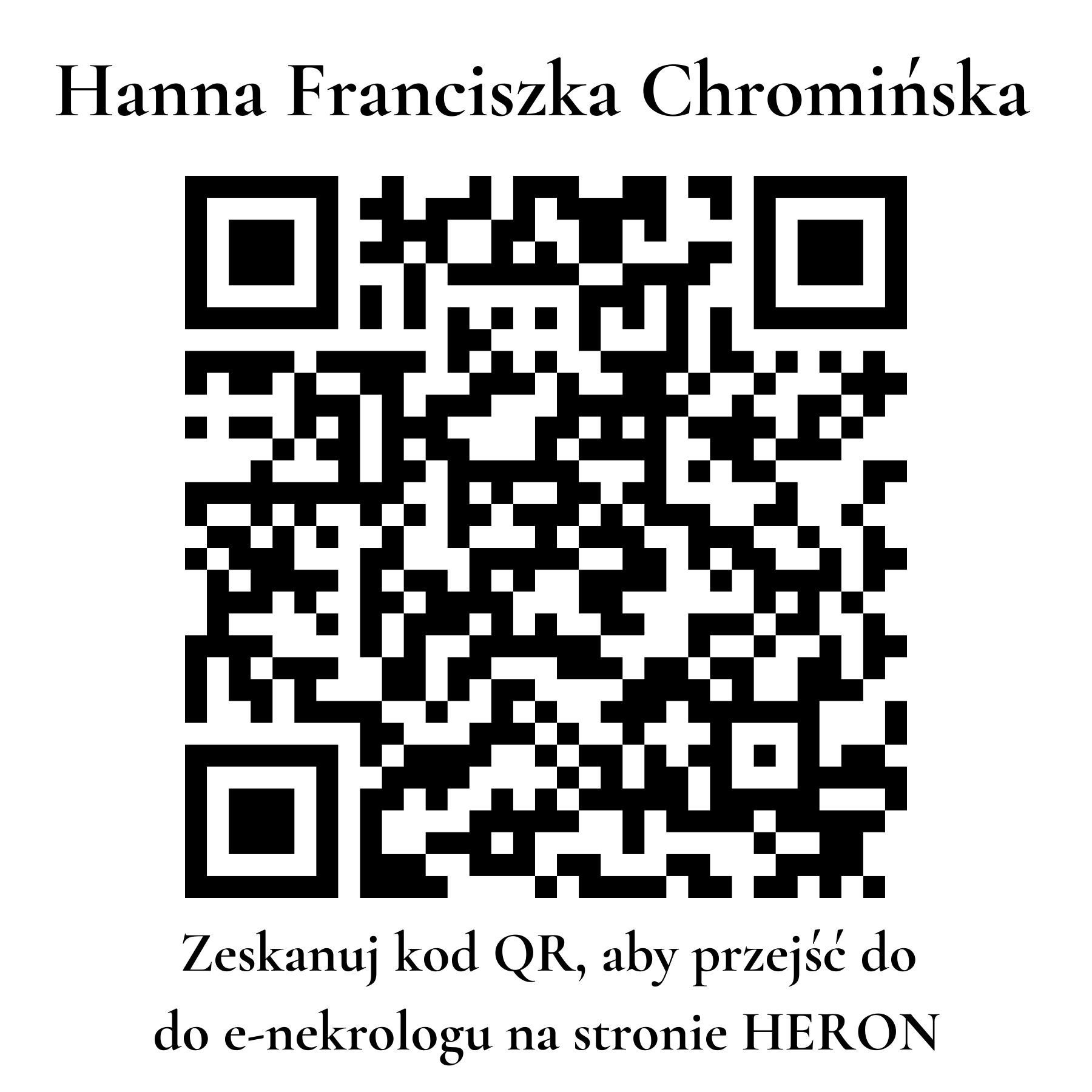 Kod QR do nekrologu Hanna Franciszka Chromińska