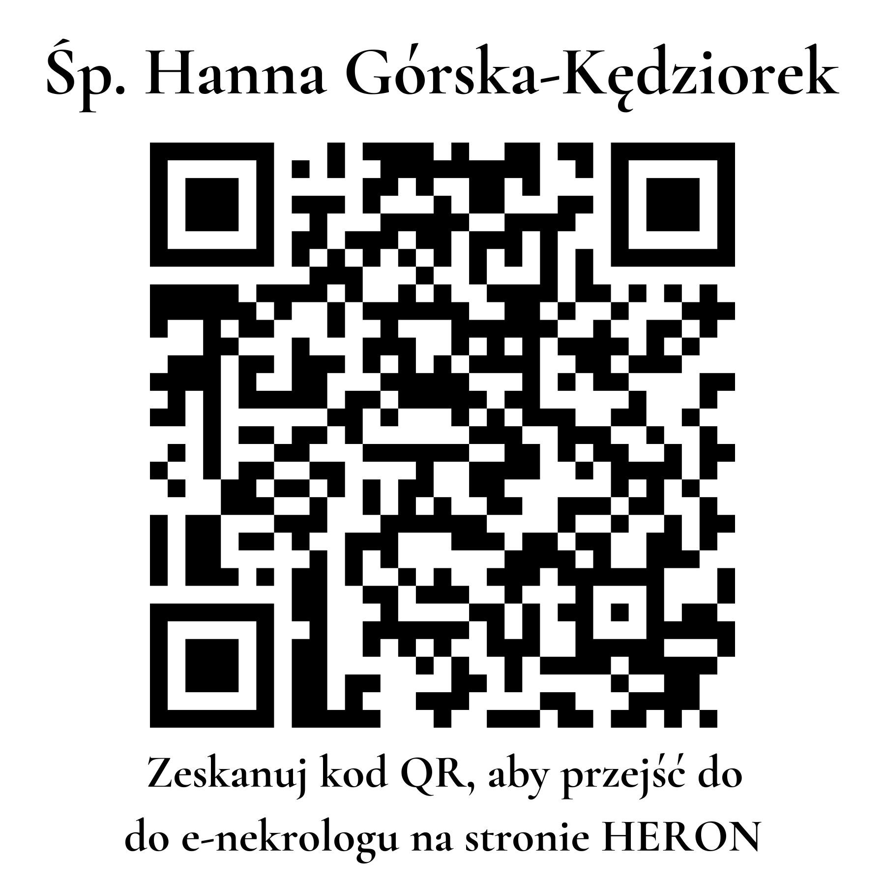 Kod QR do nekrologu Hanna Górska-Kędziorek