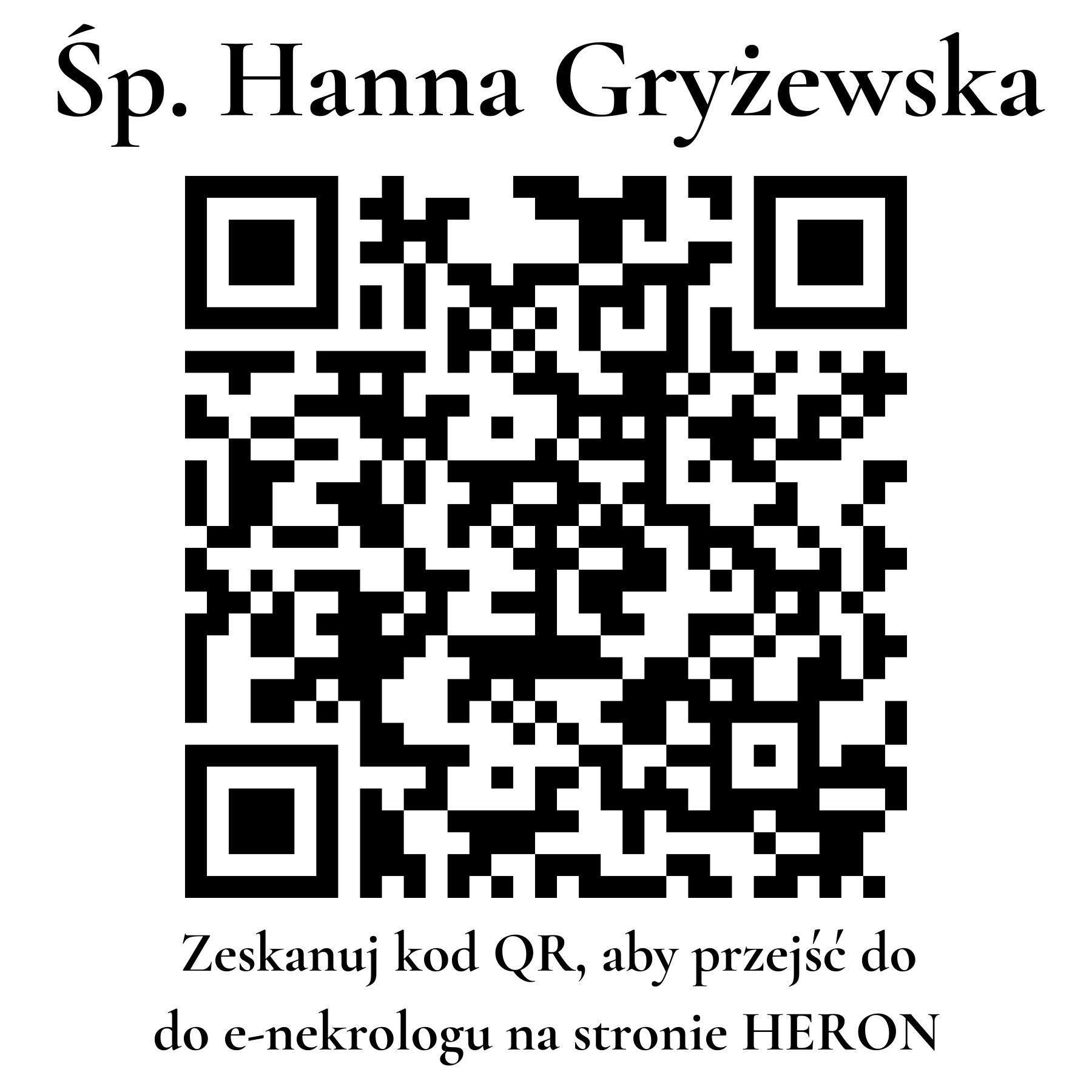 Kod QR do nekrologu Hanna Gryżewska Kod QR do nekrologu Hanna Gryżewska