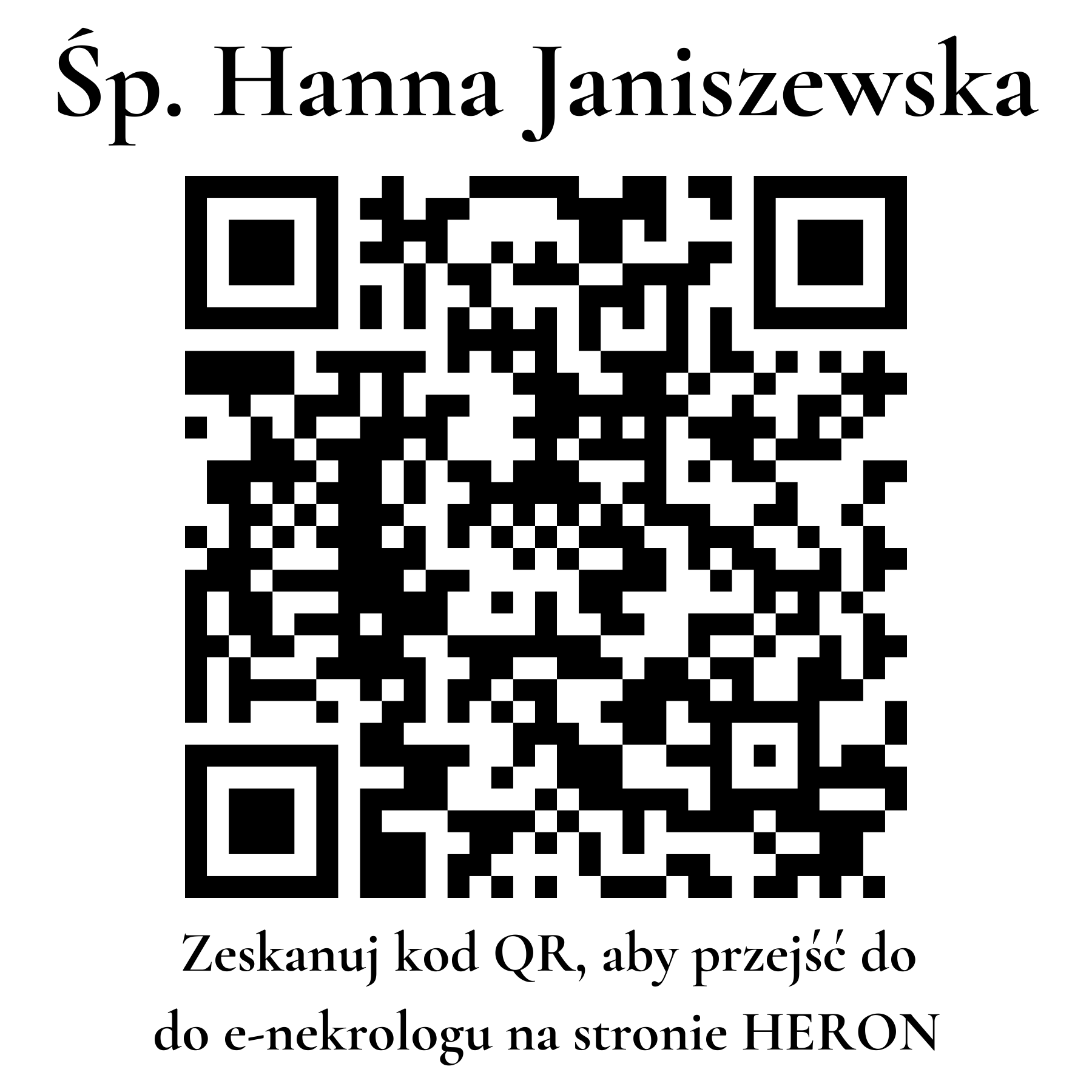 Kod QR do nekrologu Hanna Janiszewska
