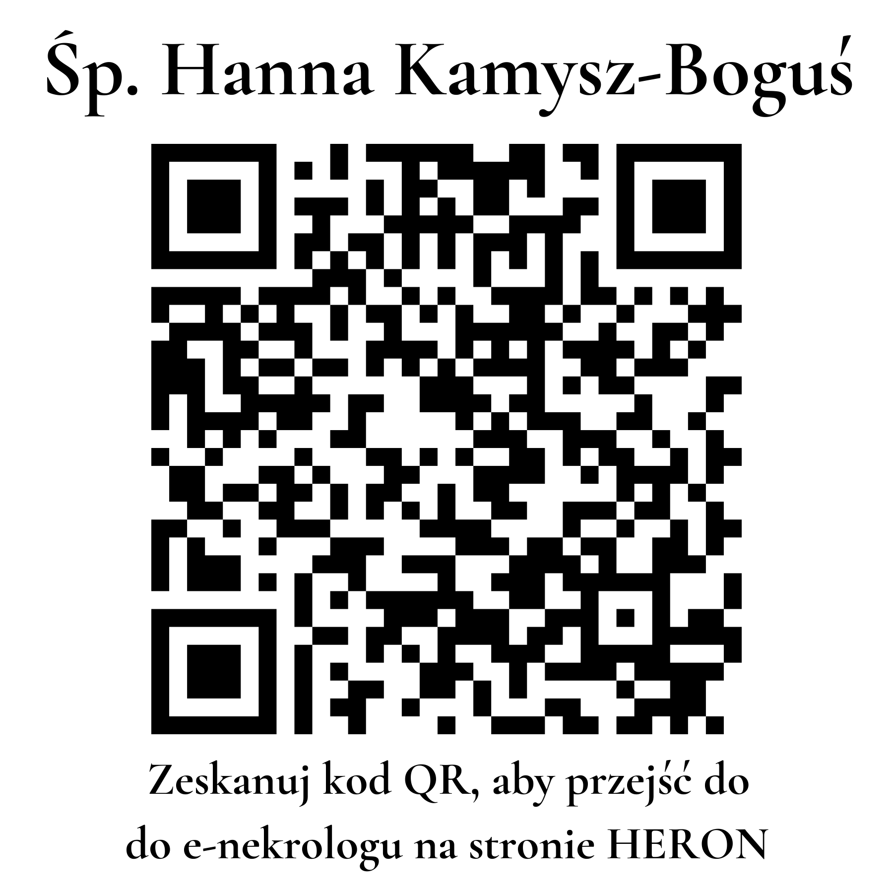 Kod QR do nekrologu Hanna Kamysz-Boguś Kod QR do nekrologu Hanna Kamysz-Boguś