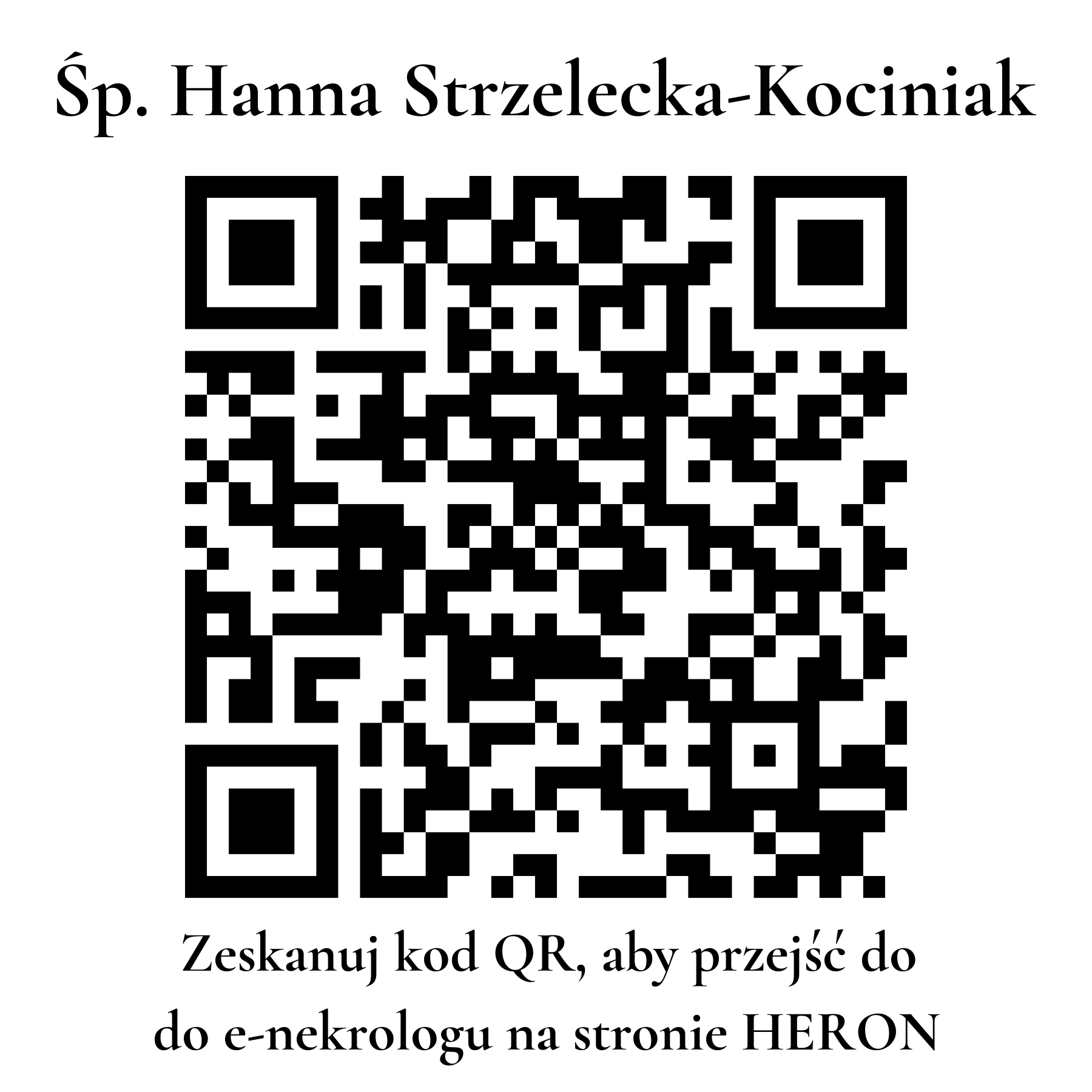 Kod QR do nekrologu Hanna Strzelecka-Kociniak Kod QR do nekrologu Hanna Strzelecka-Kociniak