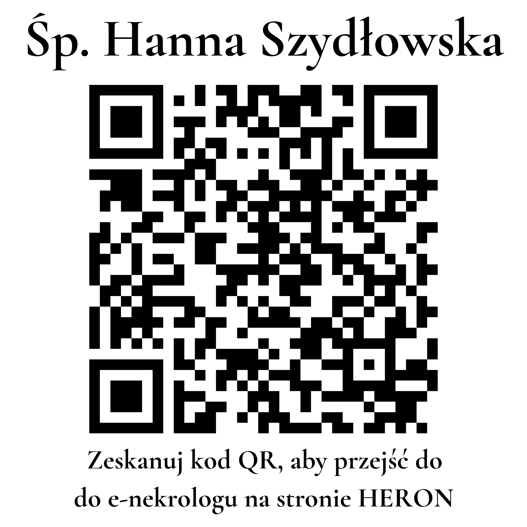 Kod QR do nekrologu Hanna Szydłowska Kod QR do nekrologu Hanna Szydłowska