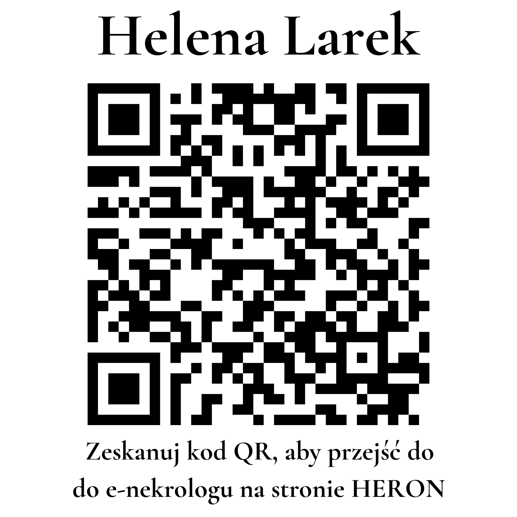 Kod QR do nekrologu Helena Larek