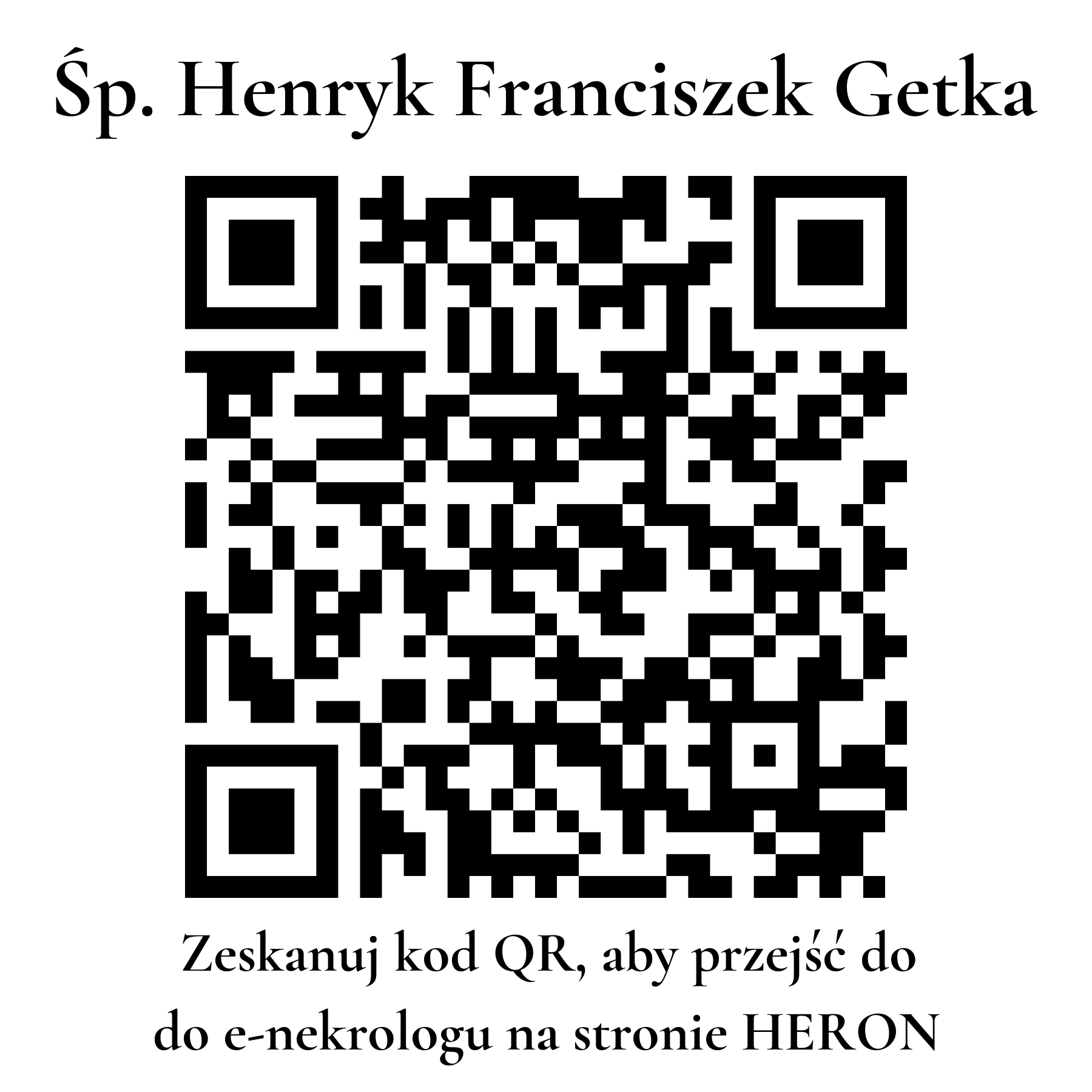 Kod QR do nekrologu Henryk Franciszek Getka