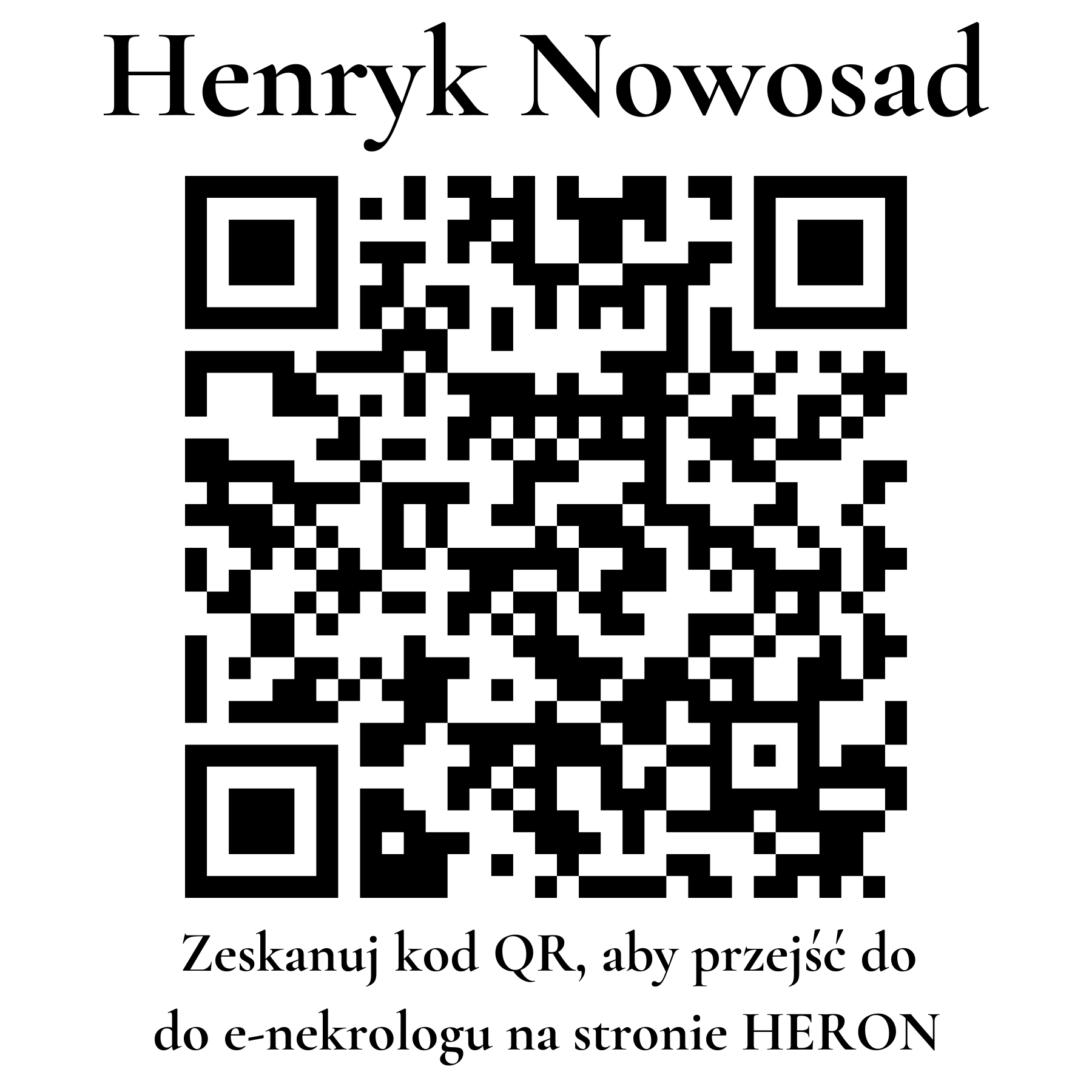 Kod QR do nekrologu Henryk Nowosad Kod QR do nekrologu Henryk Nowosad