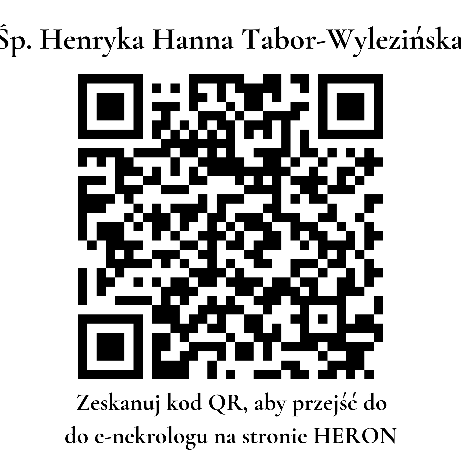 Kod QR do nekrologu Henryka Hanna Tabor-Wylezińska
