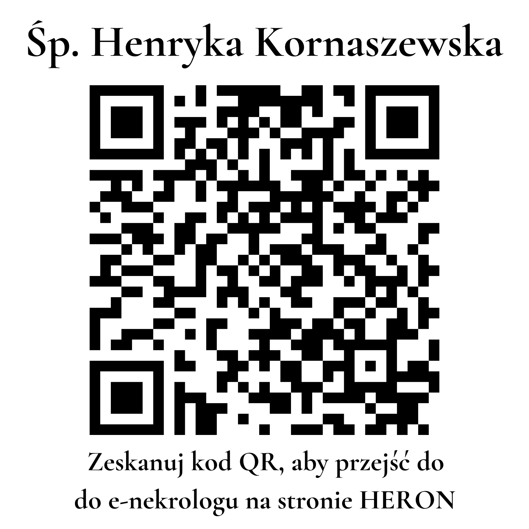 Kod QR do nekrologu Henryka Kornaszewska Kod QR do nekrologu Henryka Kornaszewska