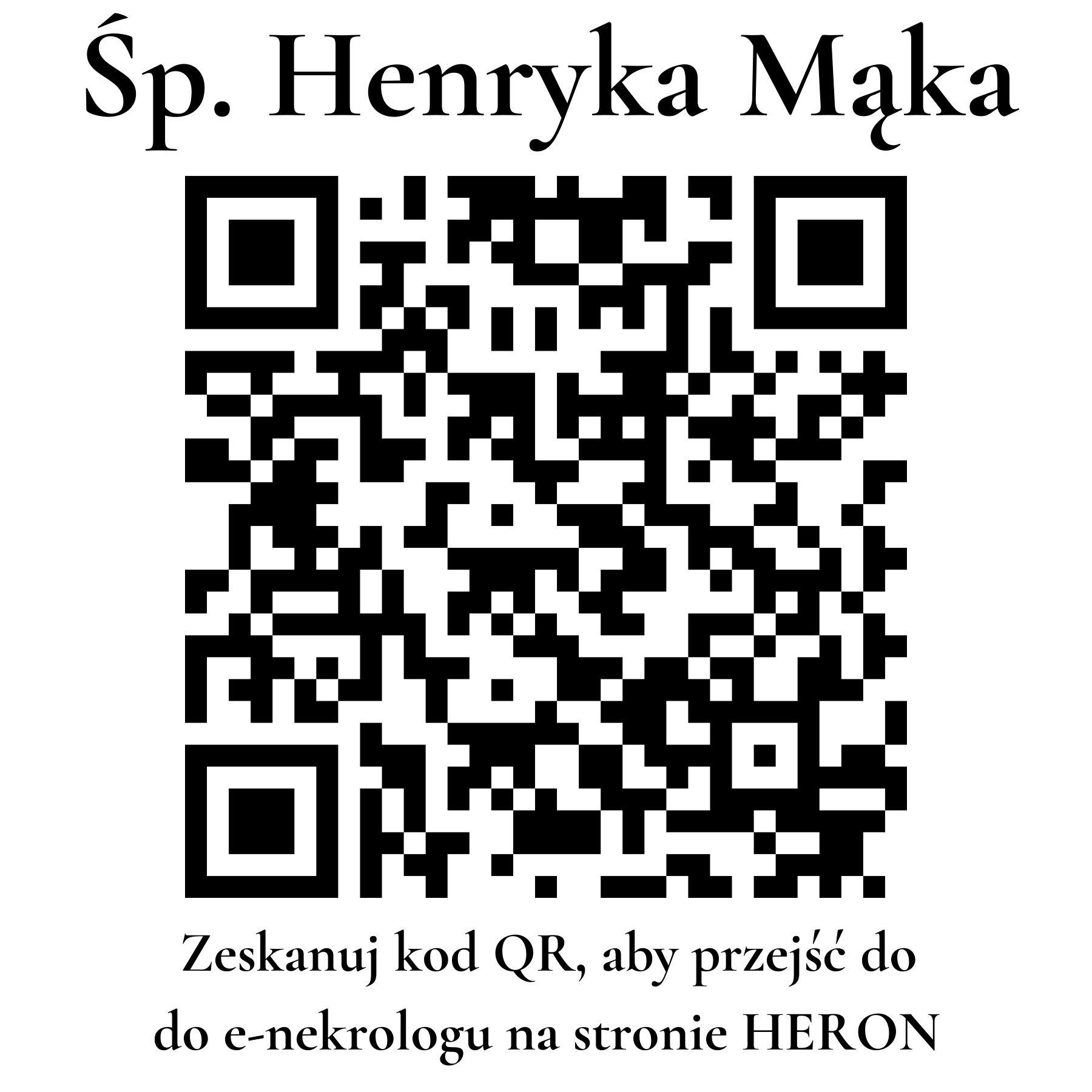 Kod QR do nekrologu Henryka Mąka Kod QR do nekrologu Henryka Mąka