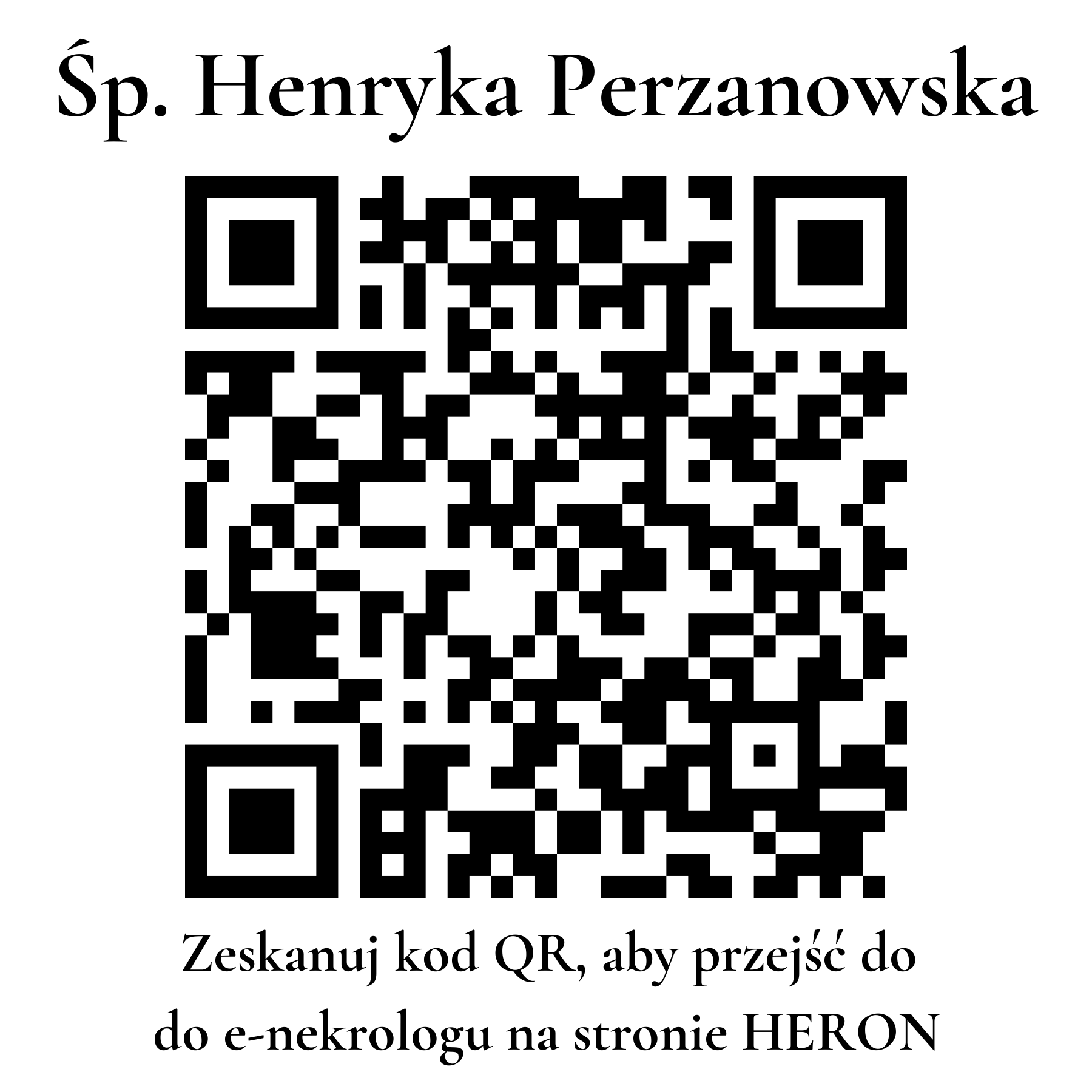 Kod QR do nekrologu Henryka Perzanowska