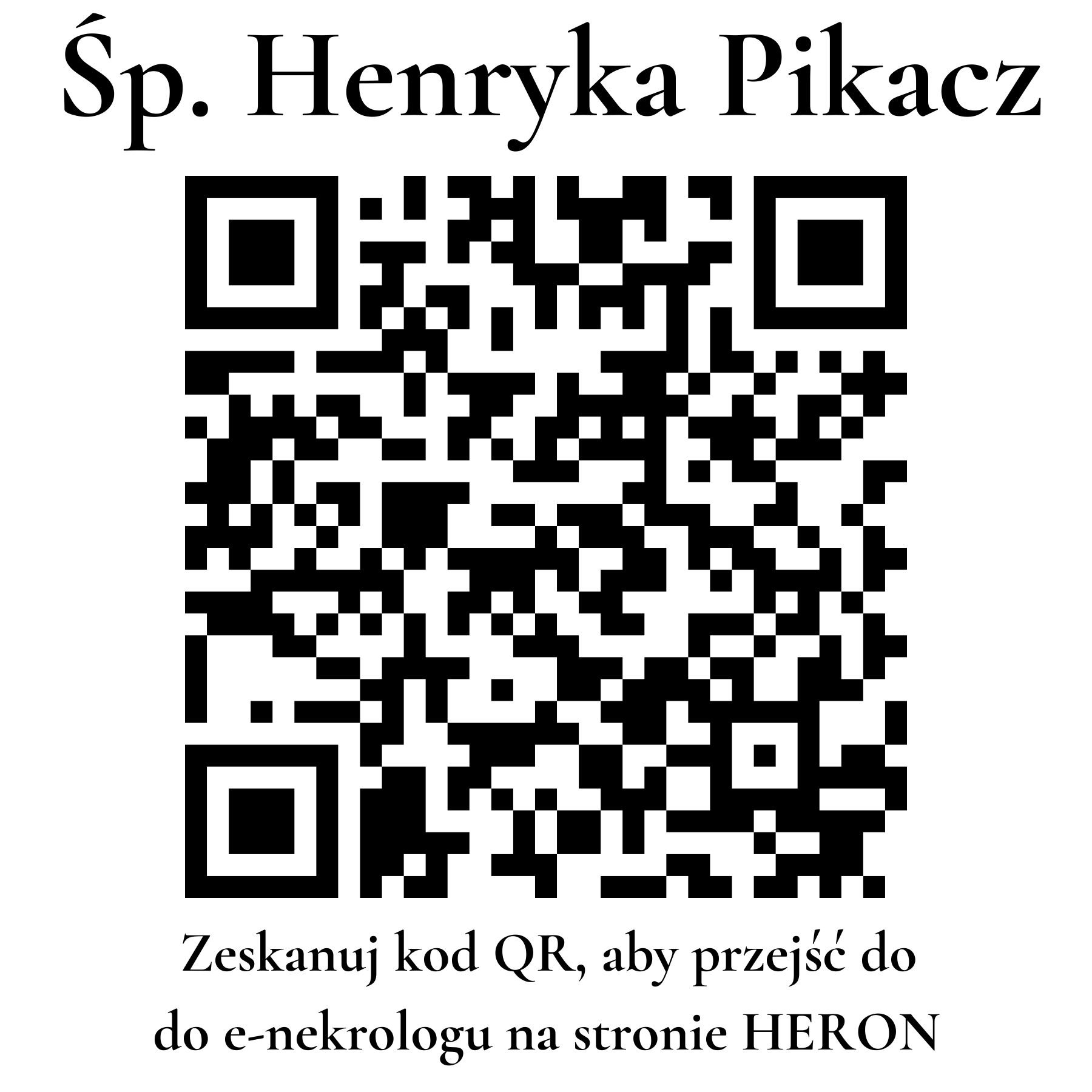Kod QR do nekrologu Henryka Pikacz