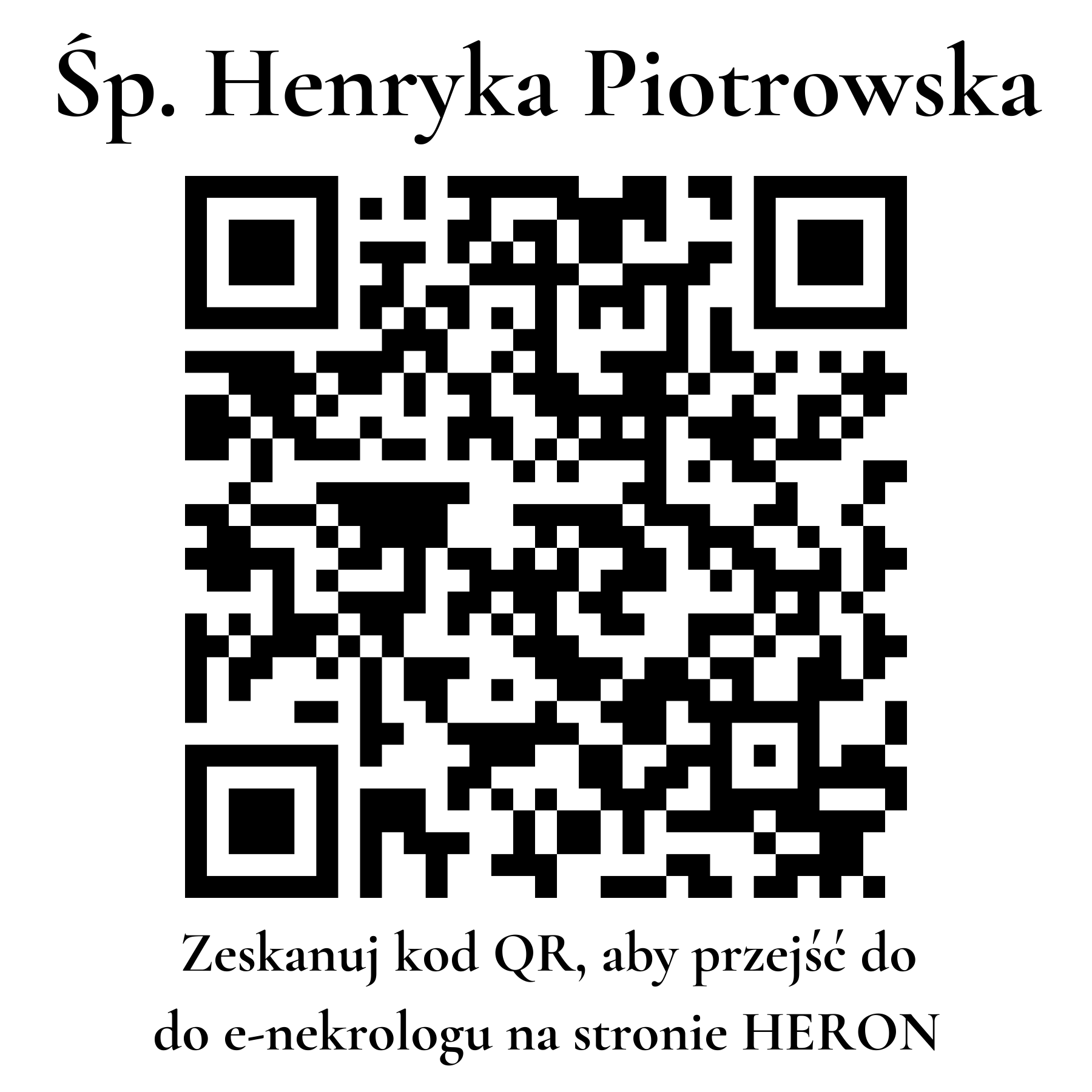 Kod QR do nekrologu Henryka Piotrowska Kod QR do nekrologu Henryka Piotrowska