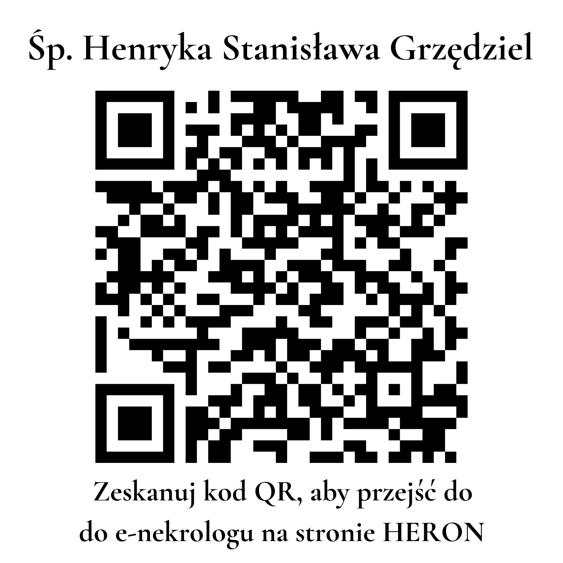 Kod QR do nekrologu Henryka Stanisława Grzędziel Kod QR do nekrologu Henryka Stanisława Grzędziel