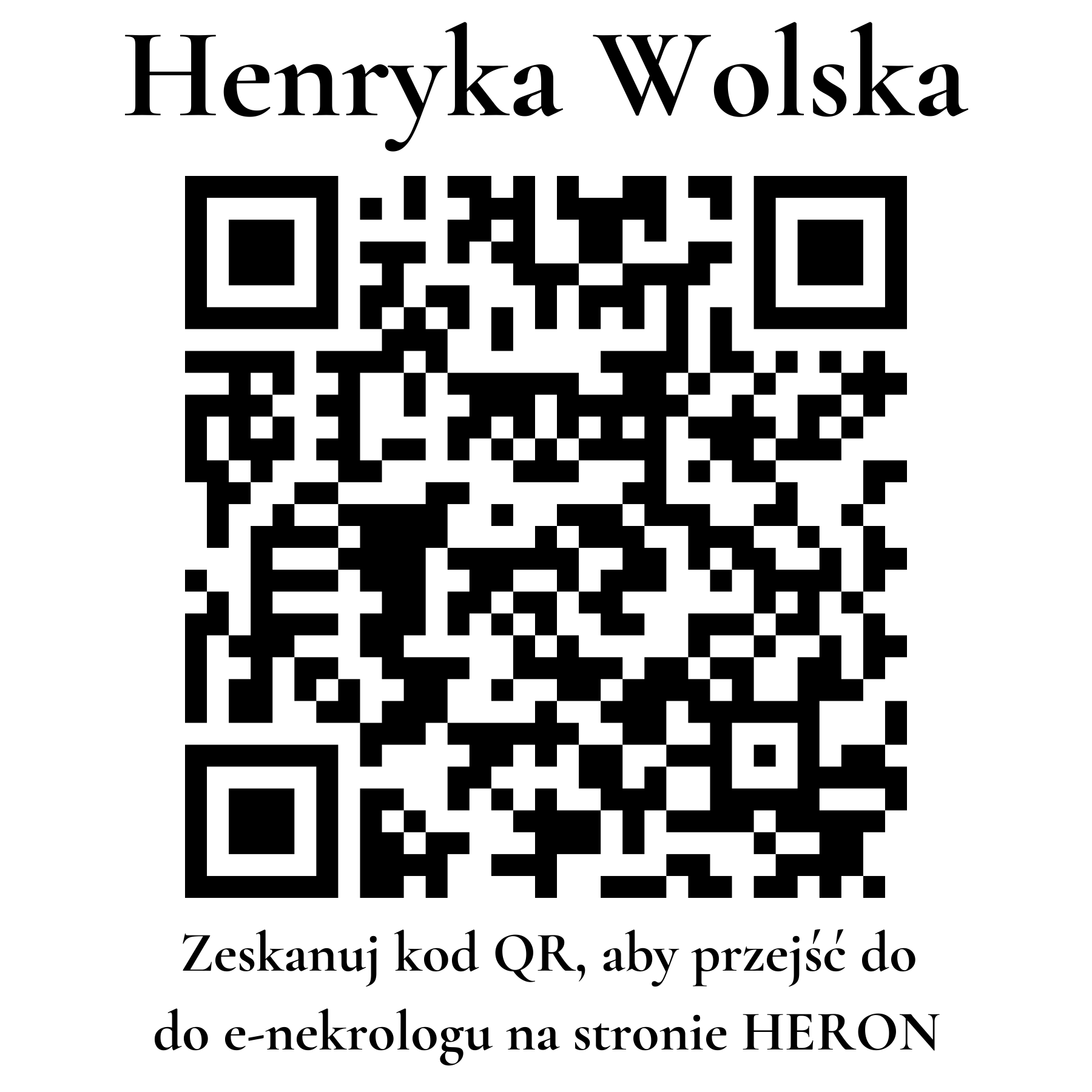 Kod QR do nekrologu Henryka Wolska Kod QR do nekrologu Henryka Wolska
