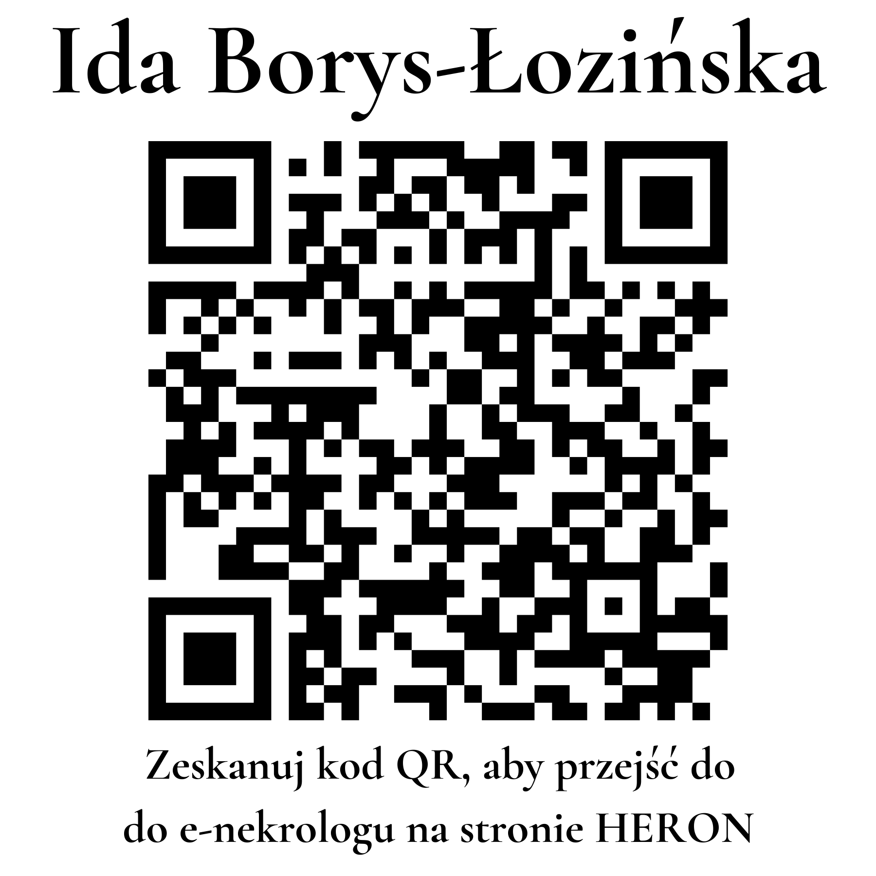 Kod QR do nekrologu Ida Borys-Łozińska