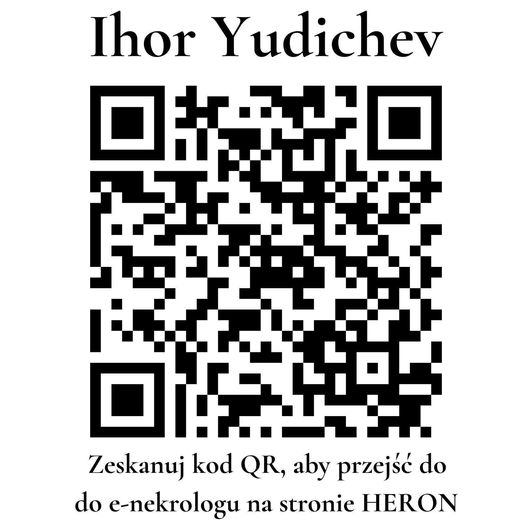 Kod QR do nekrologu Ihor Yudichev