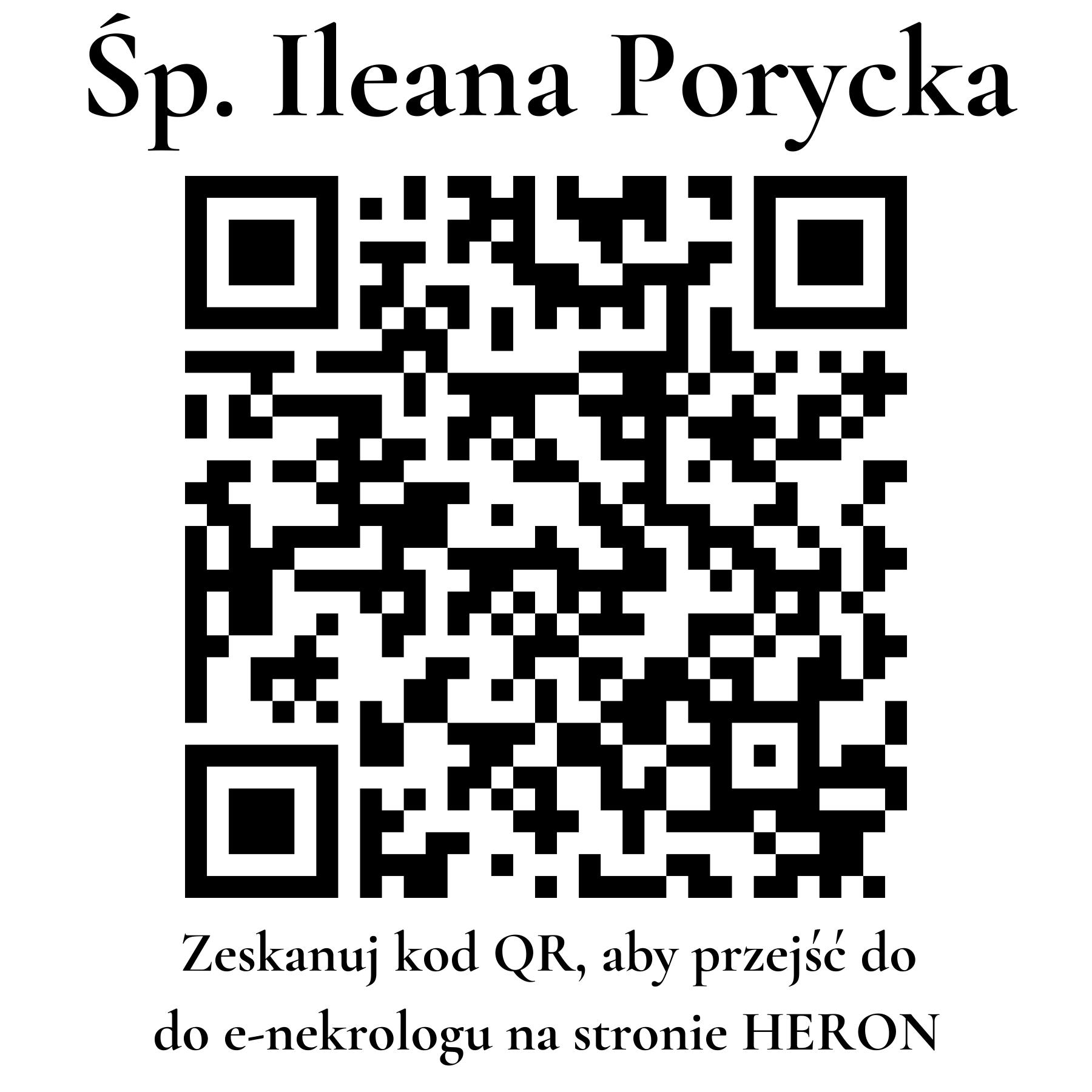 Kod QR do nekrologu Ileana Porycka