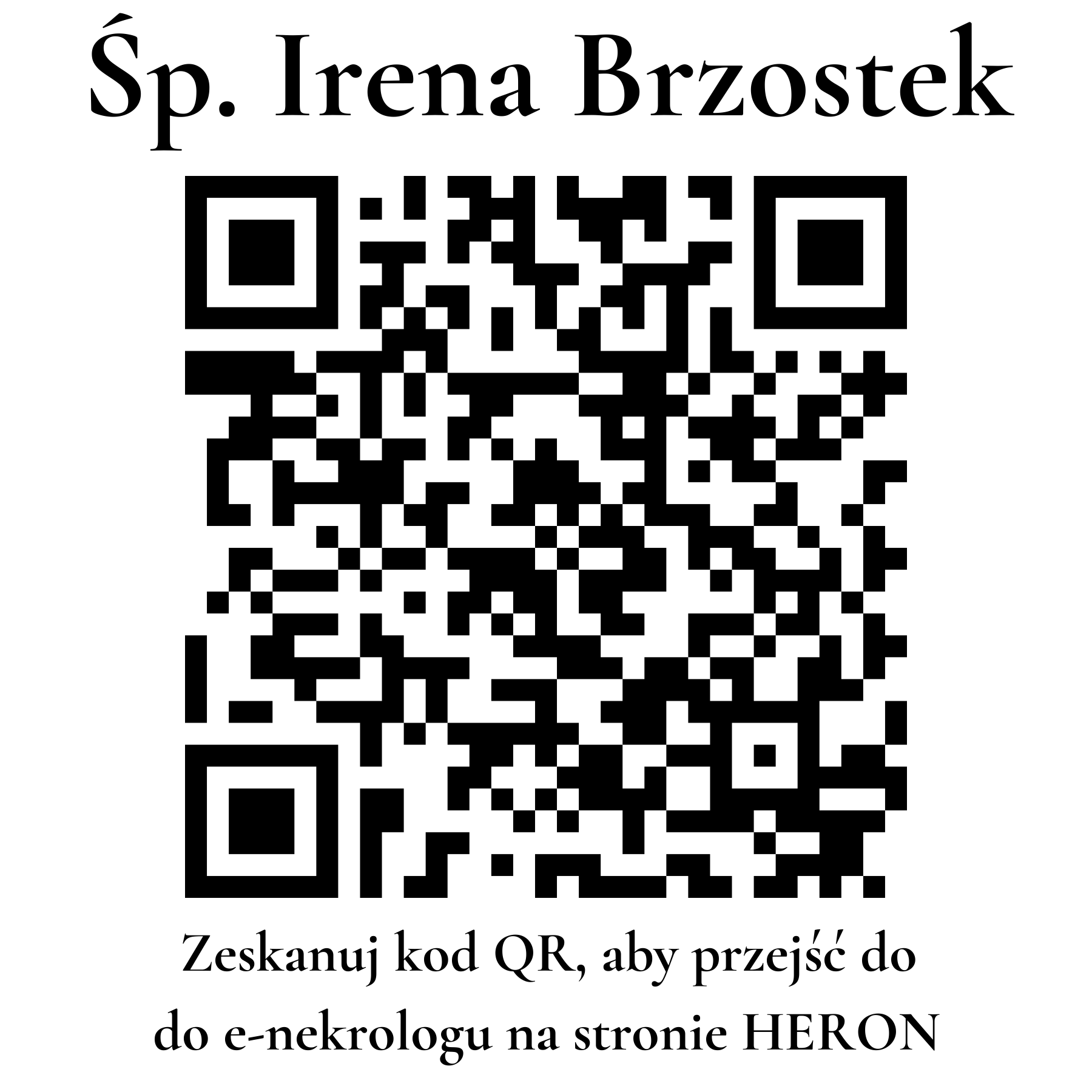 Kod QR do nekrologu Irena Brzostek Kod QR do nekrologu Irena Brzostek