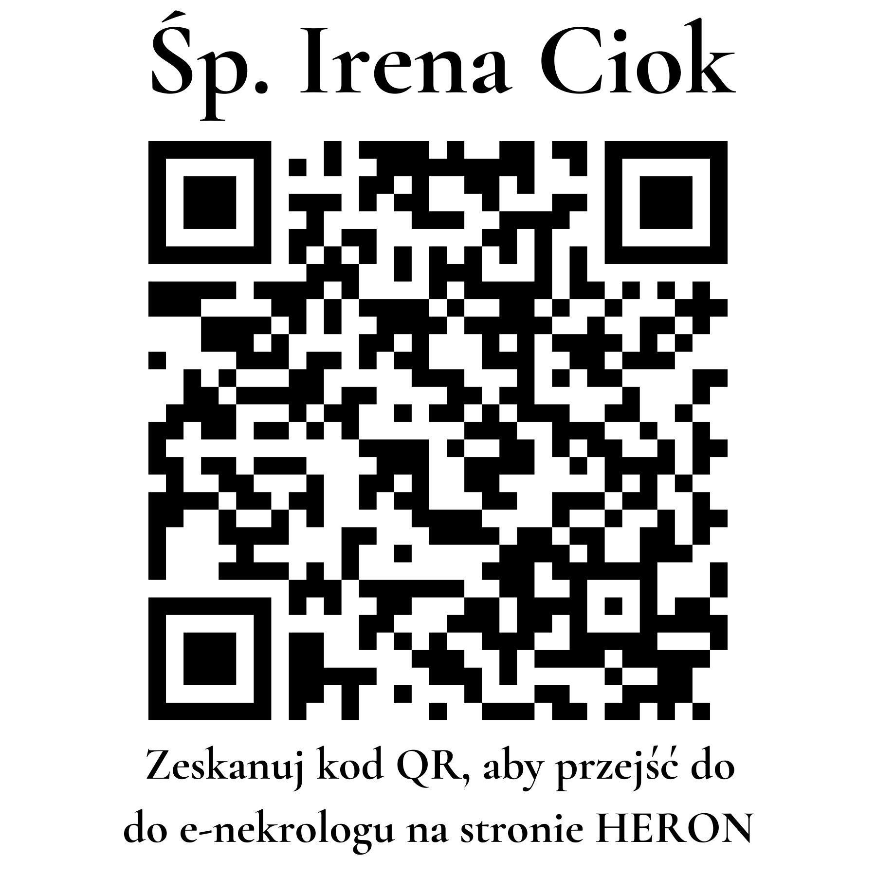 Kod QR do nekrologu Irena Ciok Kod QR do nekrologu Irena Ciok