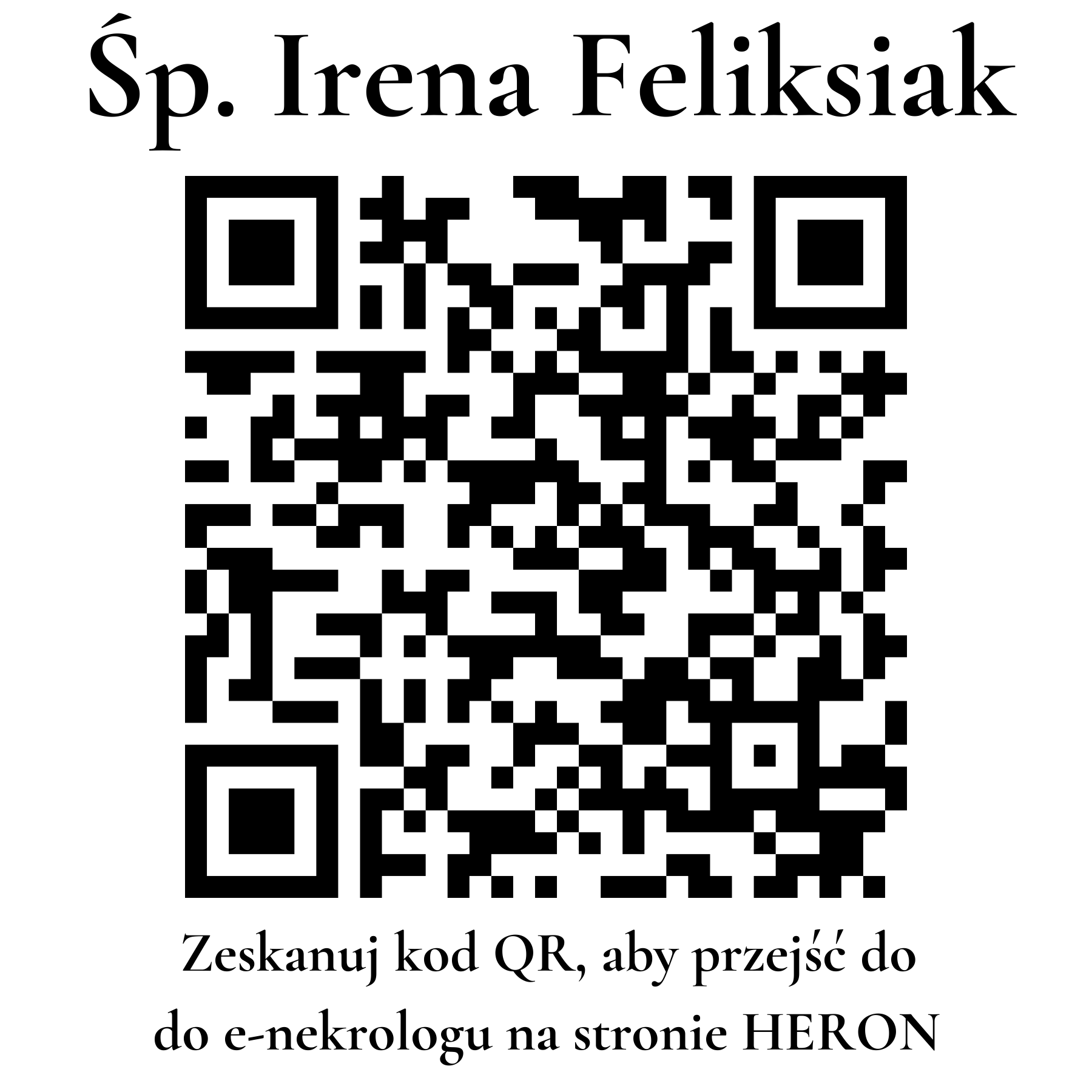 Kod QR do nekrologu Irena Feliksiak Kod QR do nekrologu Irena Feliksiak