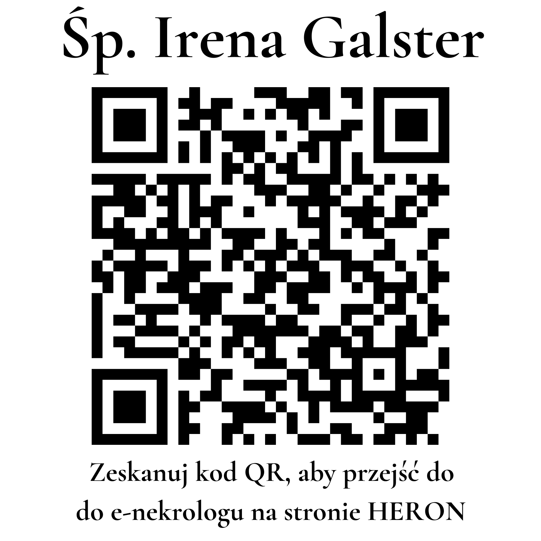 Kod QR do nekrologu Irena Galster Kod QR do nekrologu Irena Galster