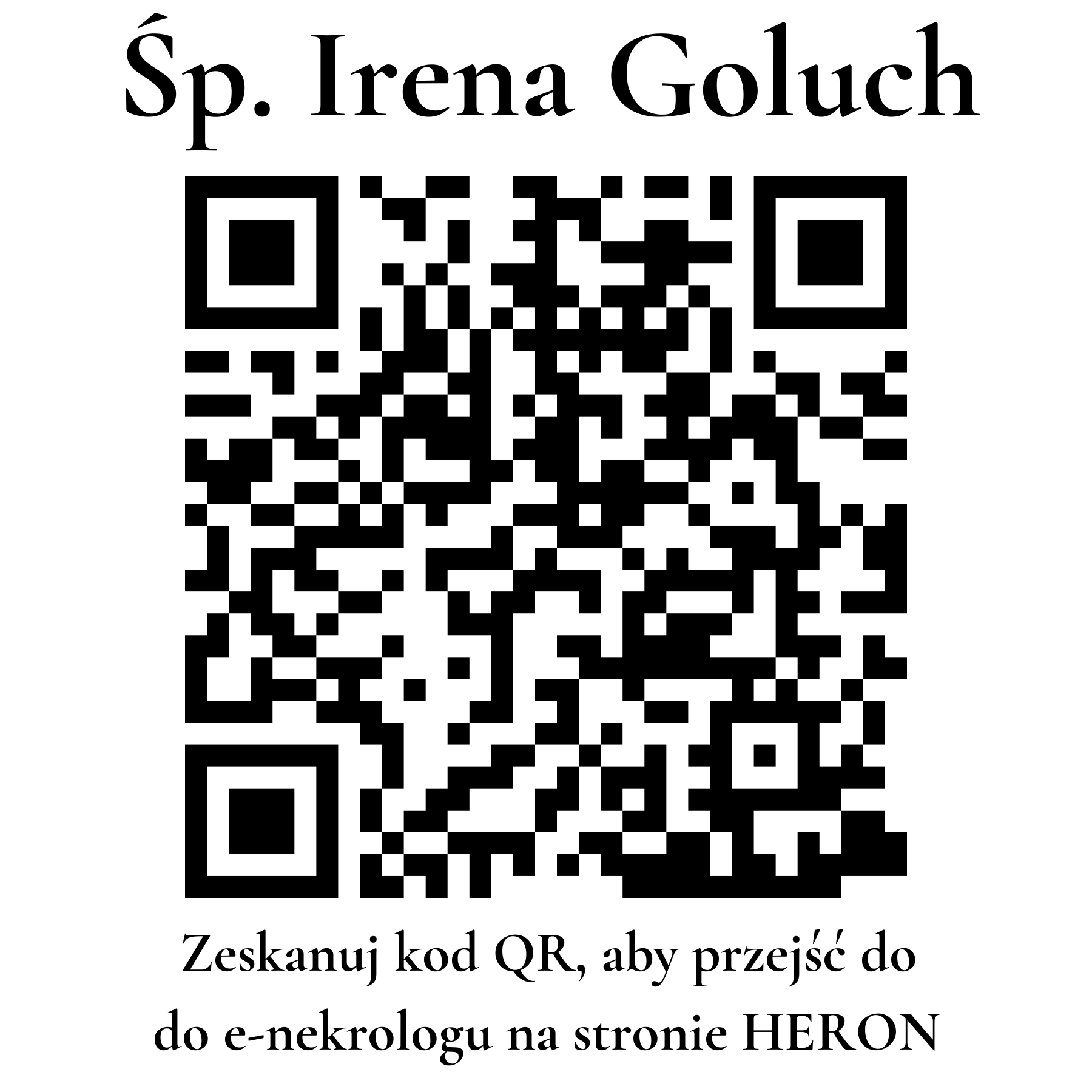 Kod QR do nekrologu Irena Goluch