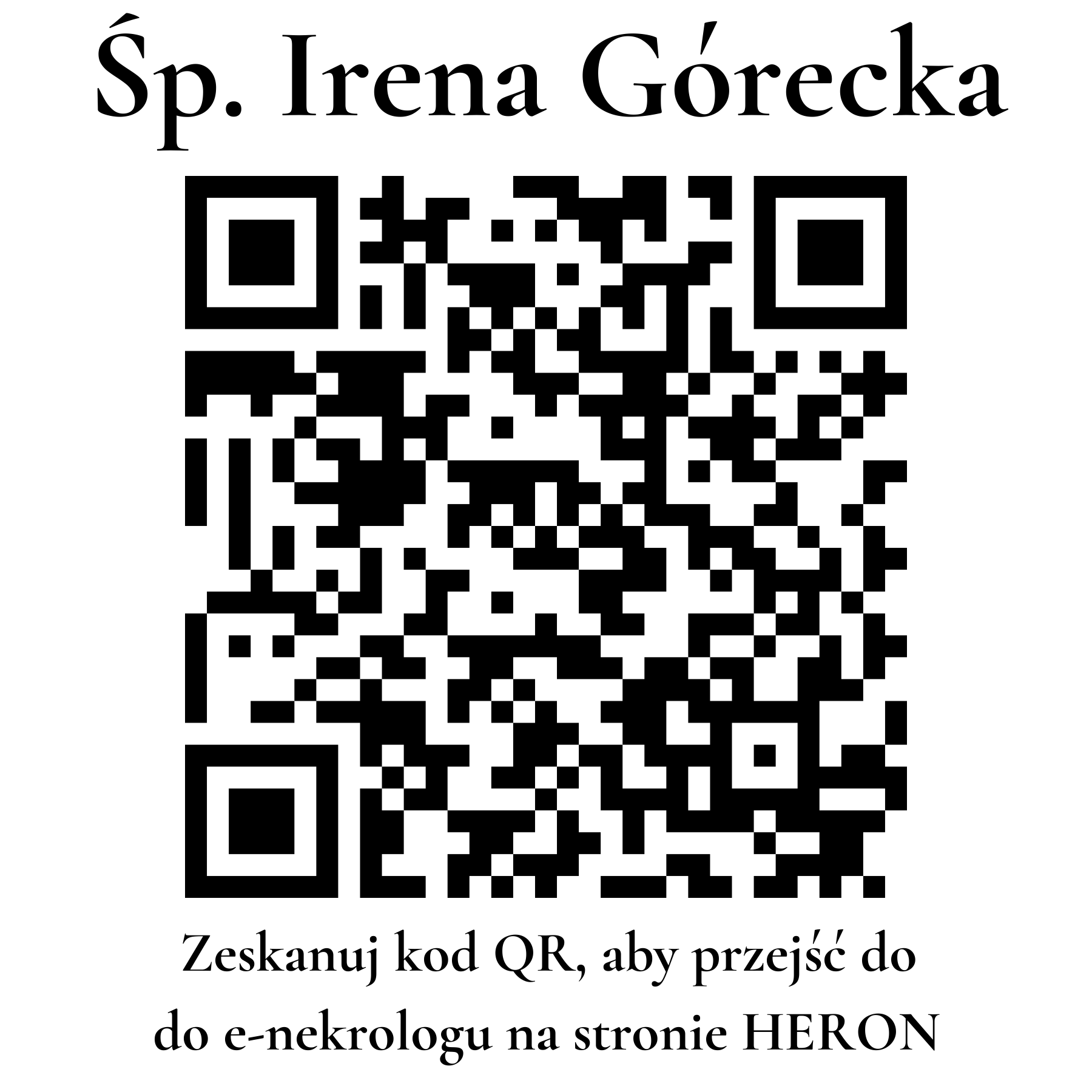 Kod QR do nekrologu Irena Górecka