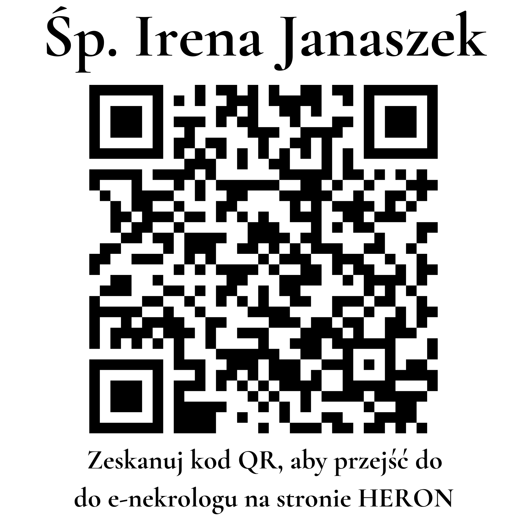 Kod QR do nekrologu Irena Janaszek