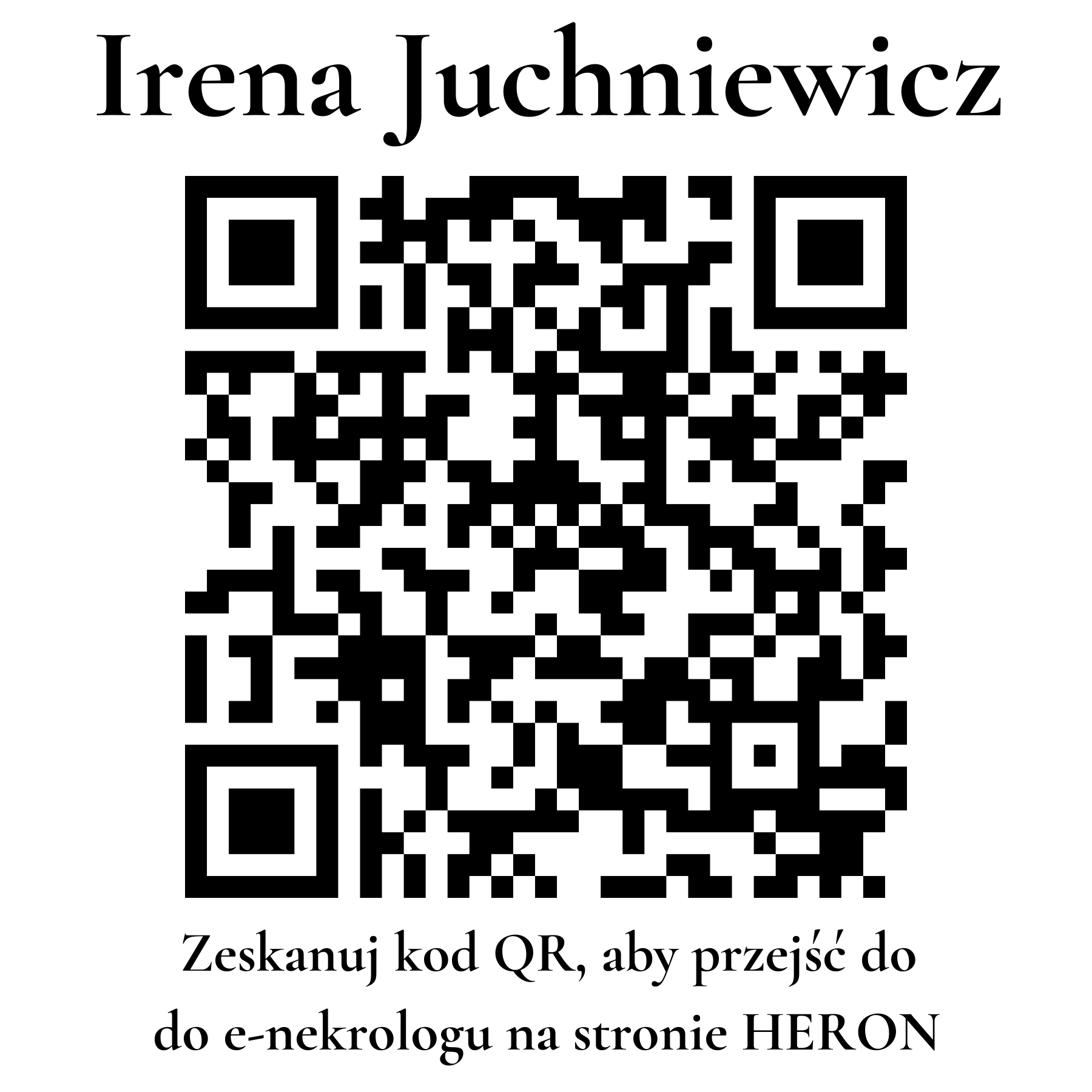 Kod QR do nekrologu Irena Juchniewicz