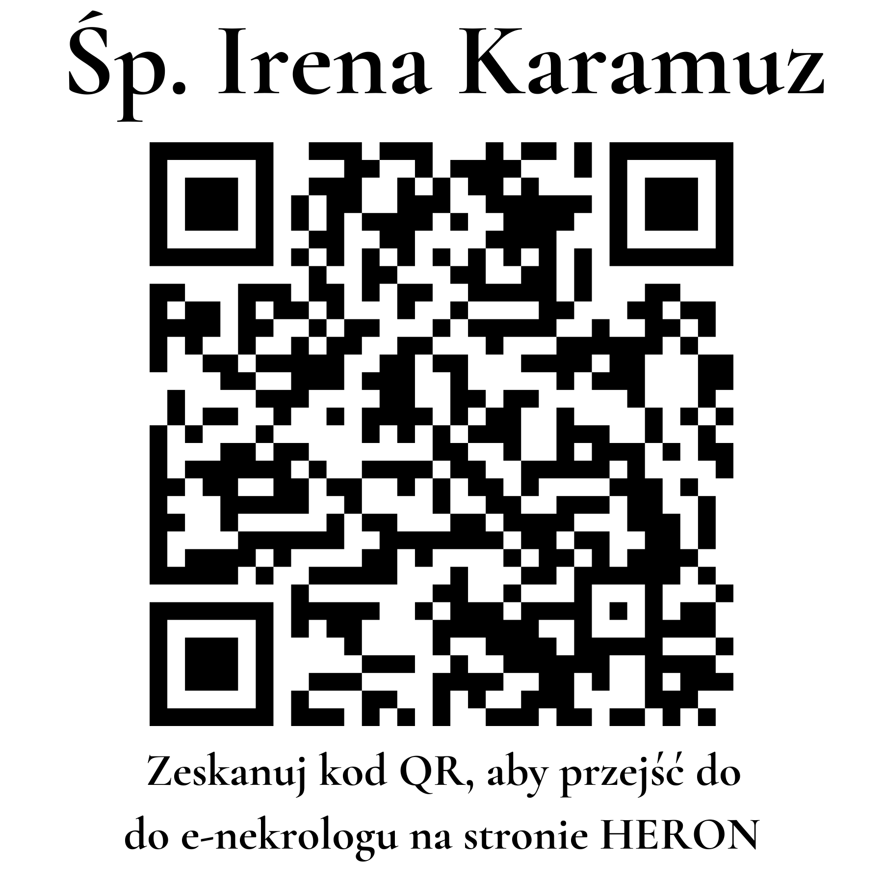 Kod QR do nekrologu Irena Karamuz