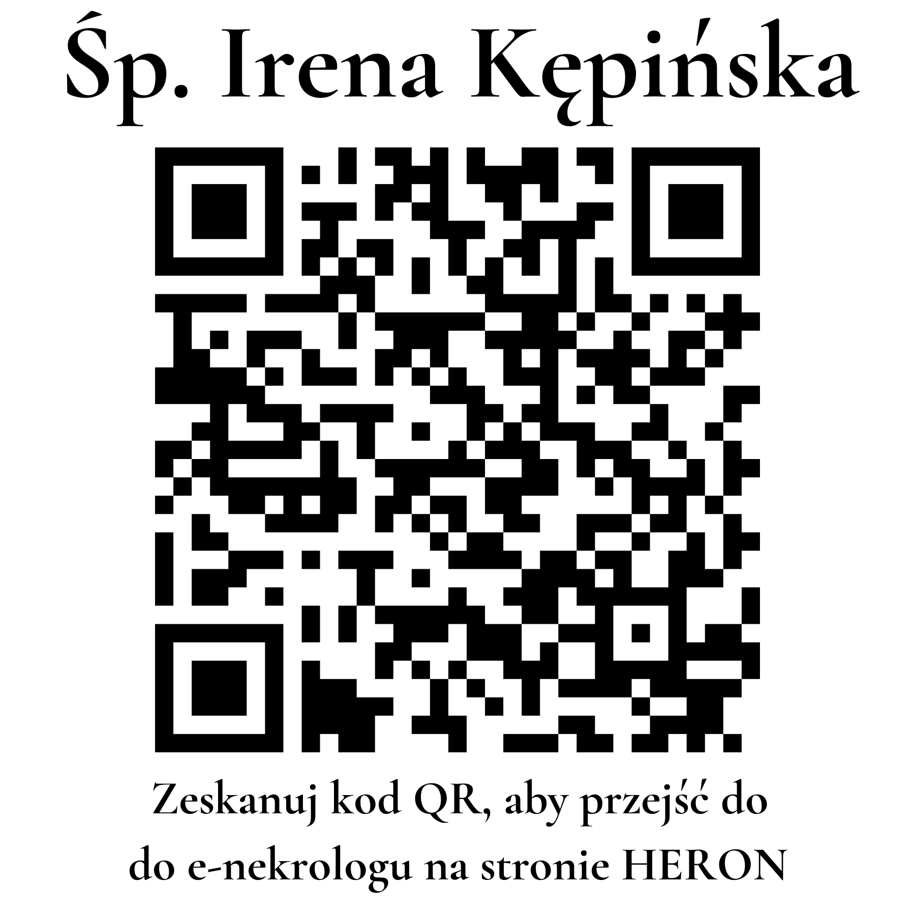 Kod QR do nekrologu Irena Kępińska