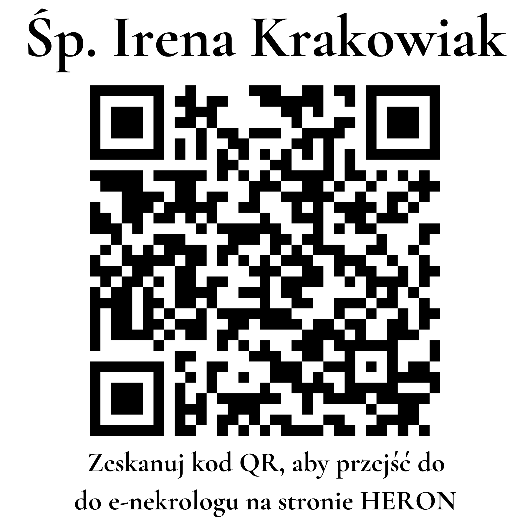 Kod QR do nekrologu Irena Krakowiak