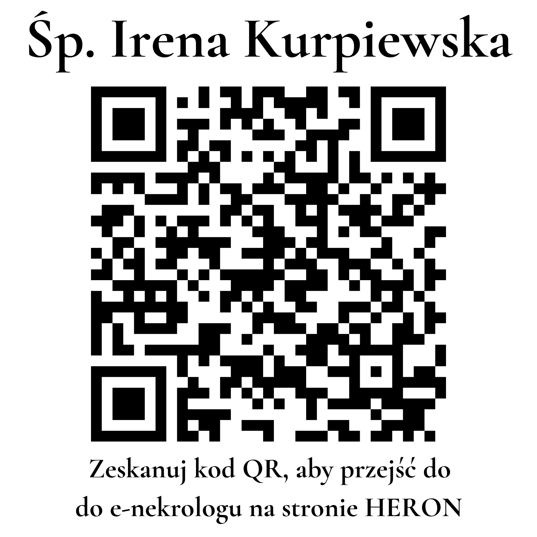 Kod QR do nekrologu Irena Kurpiewska