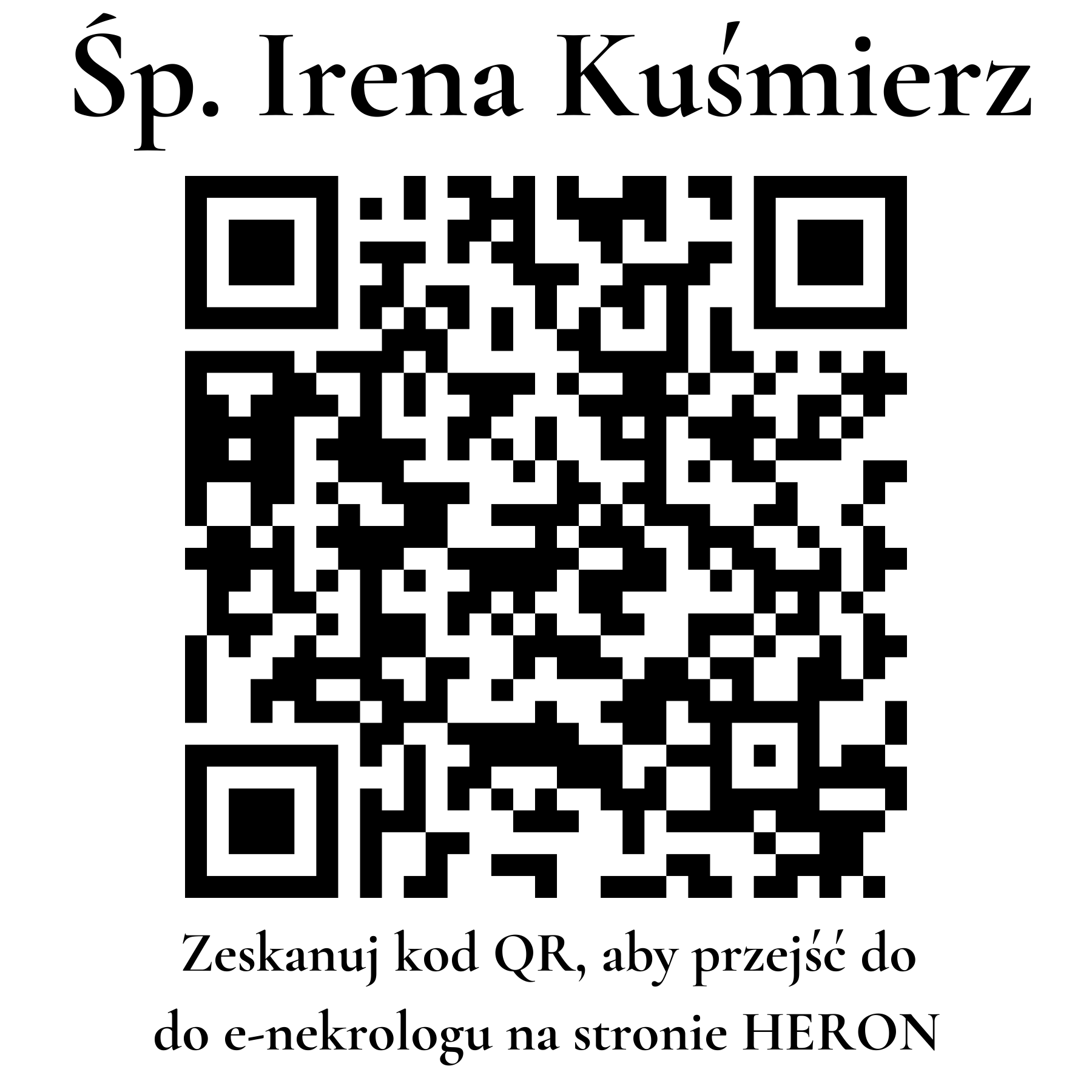 Kod QR do nekrologu Irena Kuśmierz