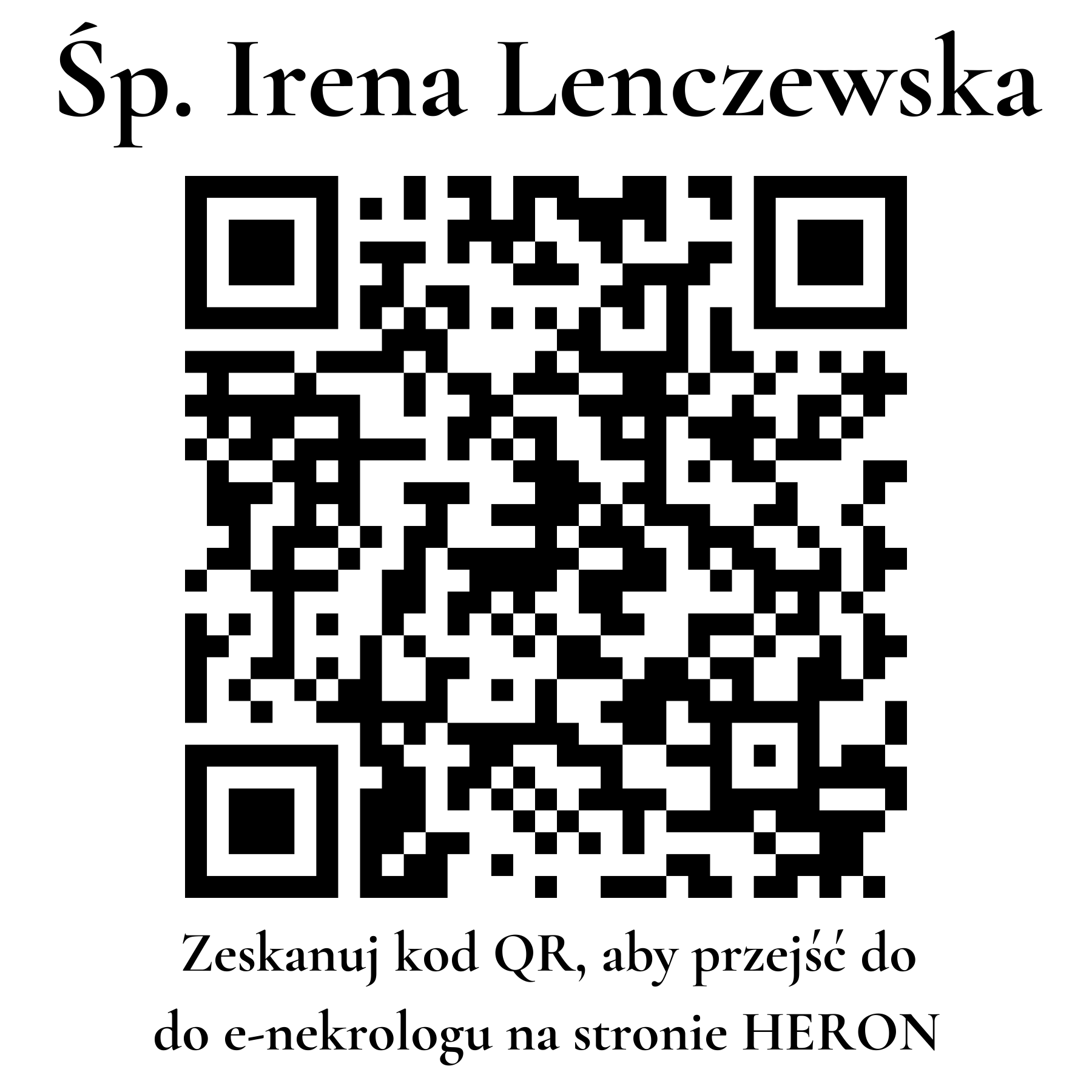 Kod QR do nekrologu Irena Lenczewska Kod QR do nekrologu Irena Lenczewska