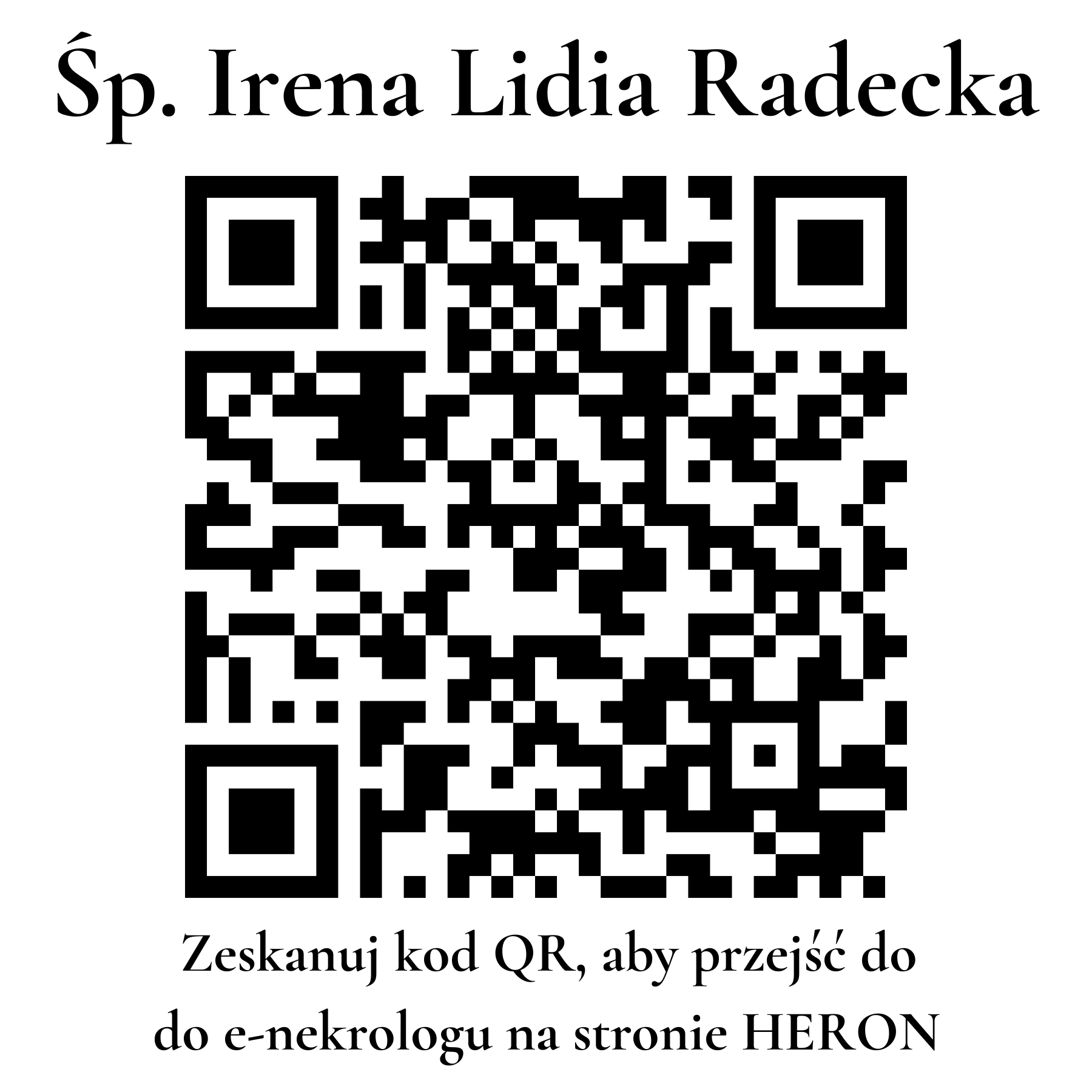 Kod QR do nekrologu Irena Lidia Radecka