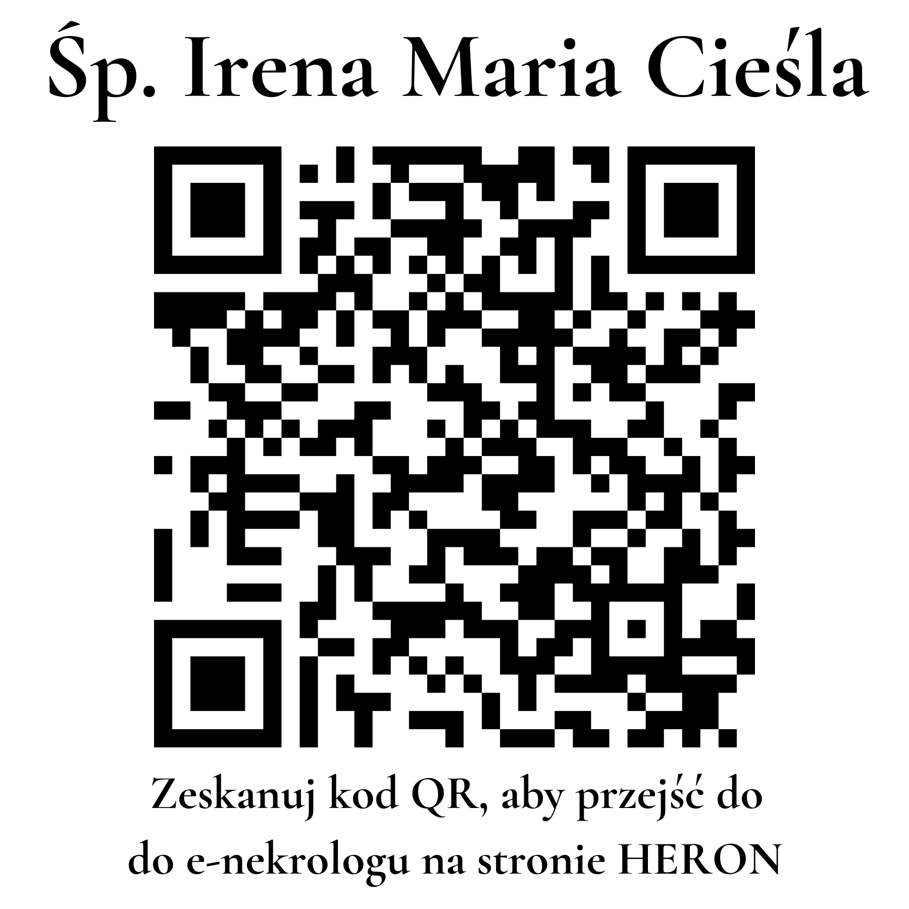 Kod QR do nekrologu Irena Maria Cieśla