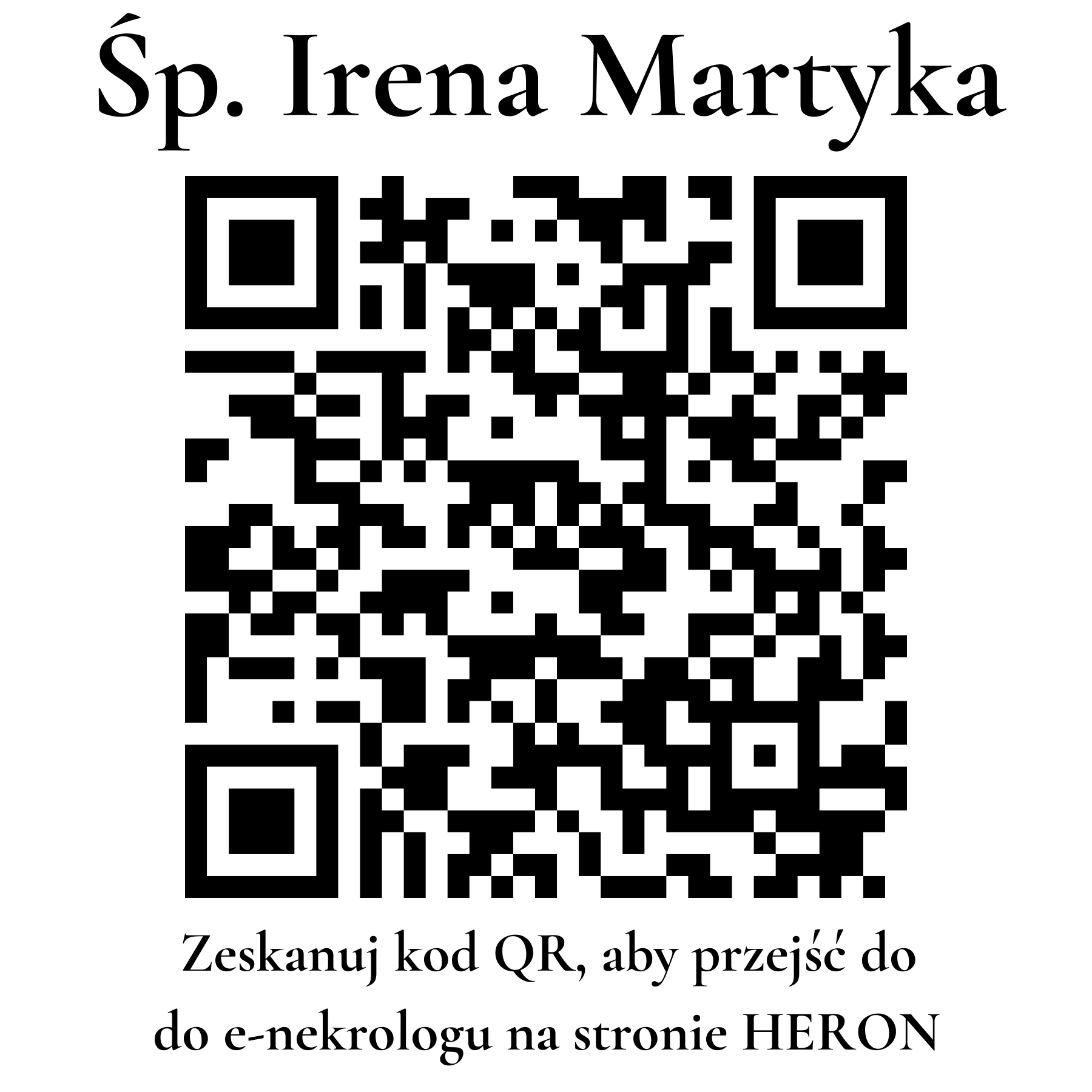 Kod QR do nekrologu Irena Martyka
