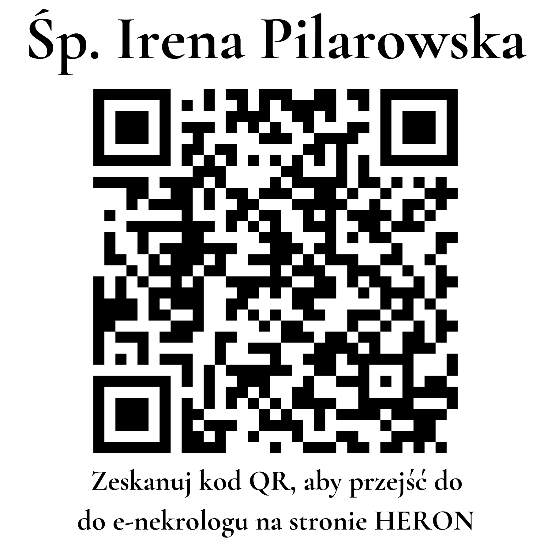 Kod QR do nekrologu Irena Pilarowska
